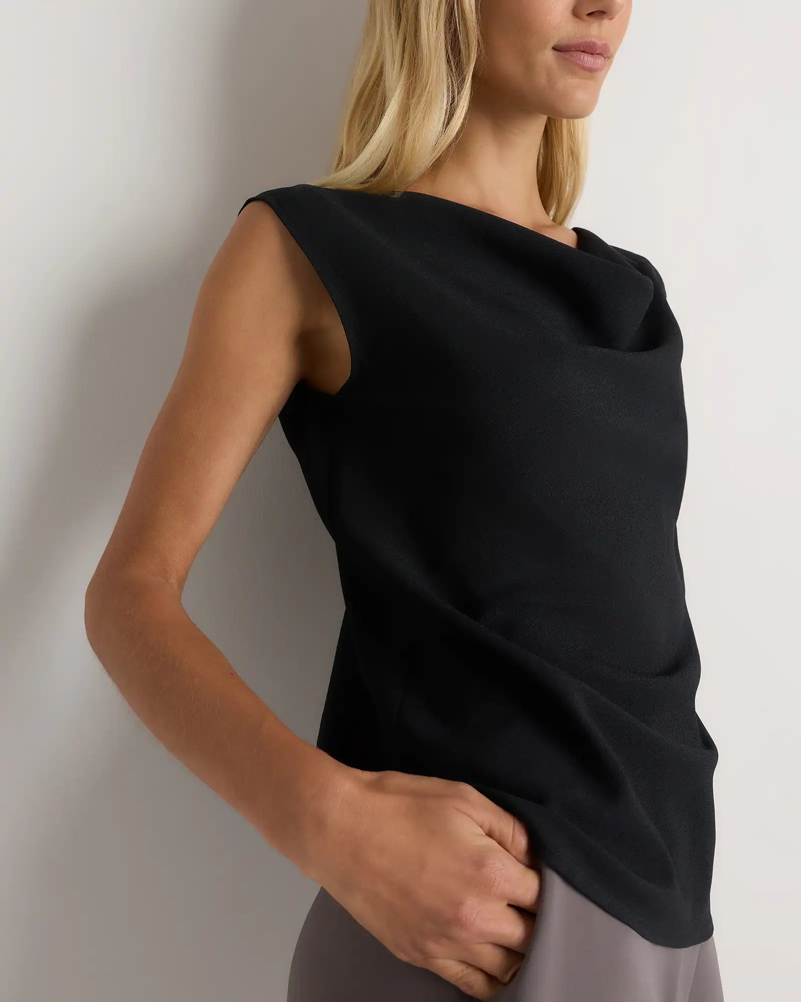 Draped Matte Cowl Neck Tank