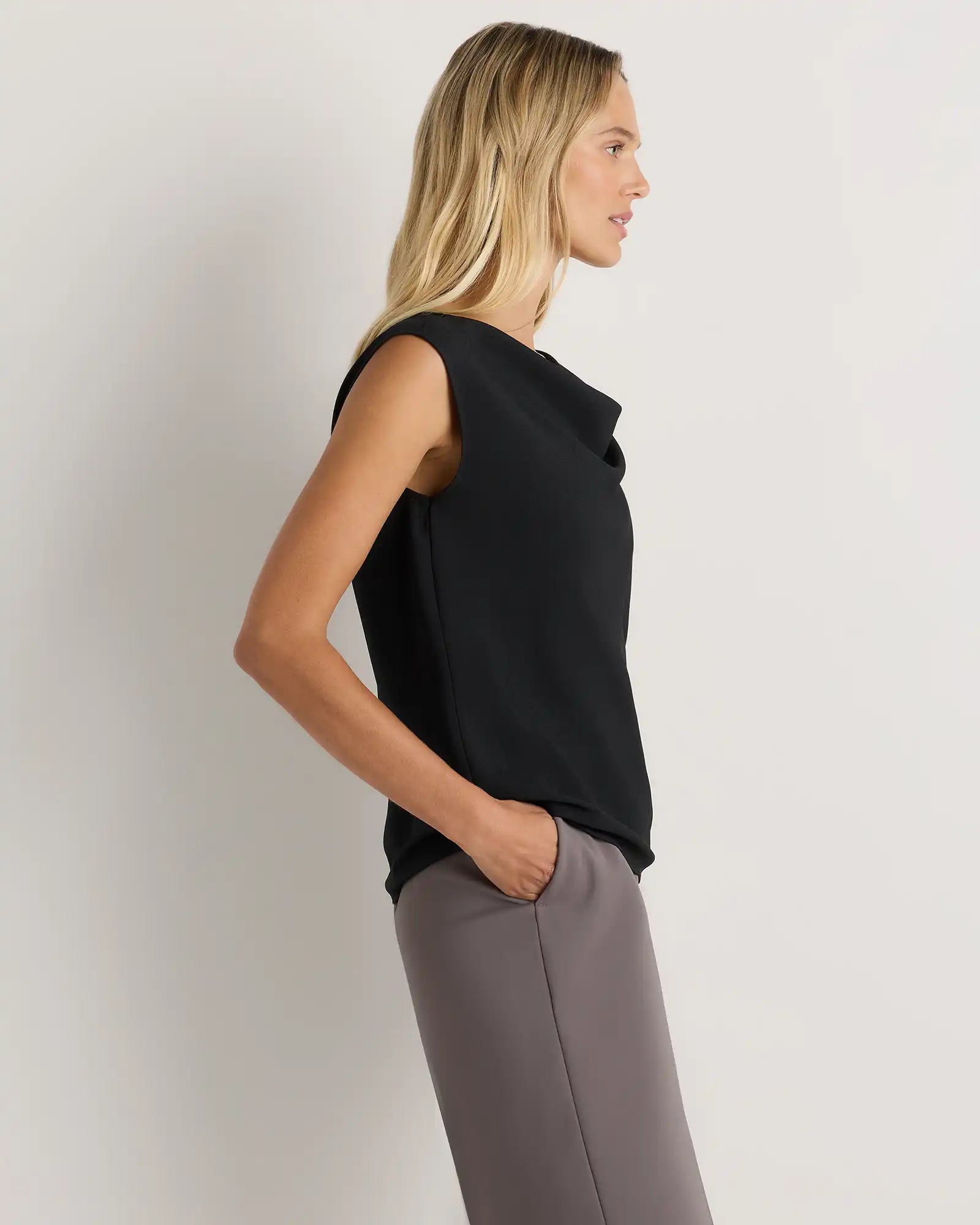 Draped Matte Cowl Neck Tank