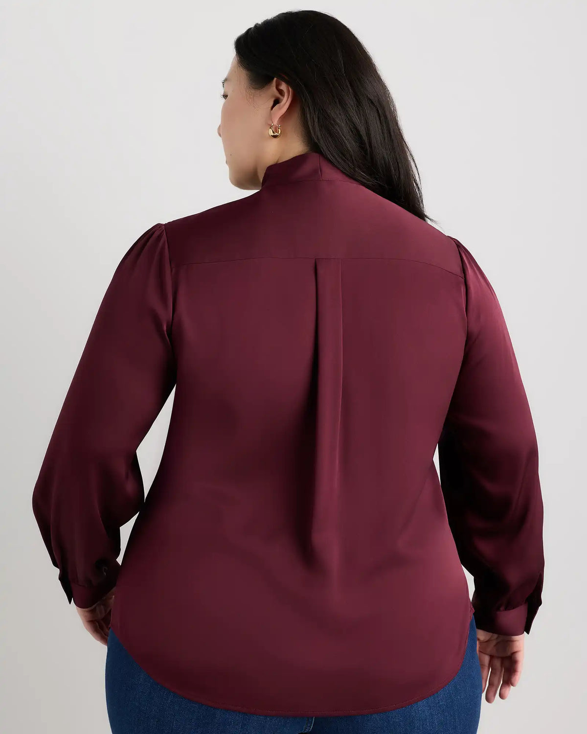 Washable Stretch Silk Tie Neck Blouse