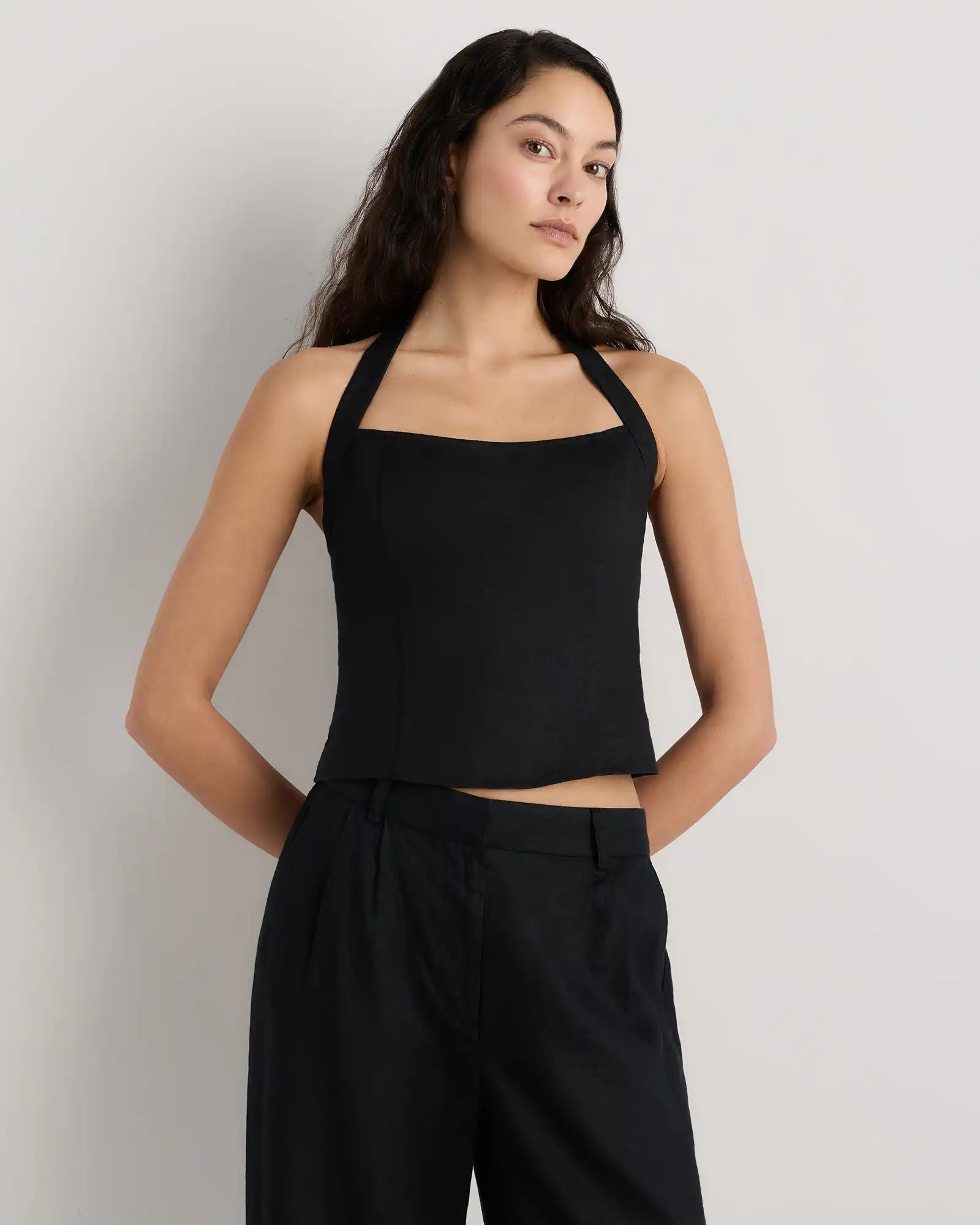 100% European Linen Halter Top
