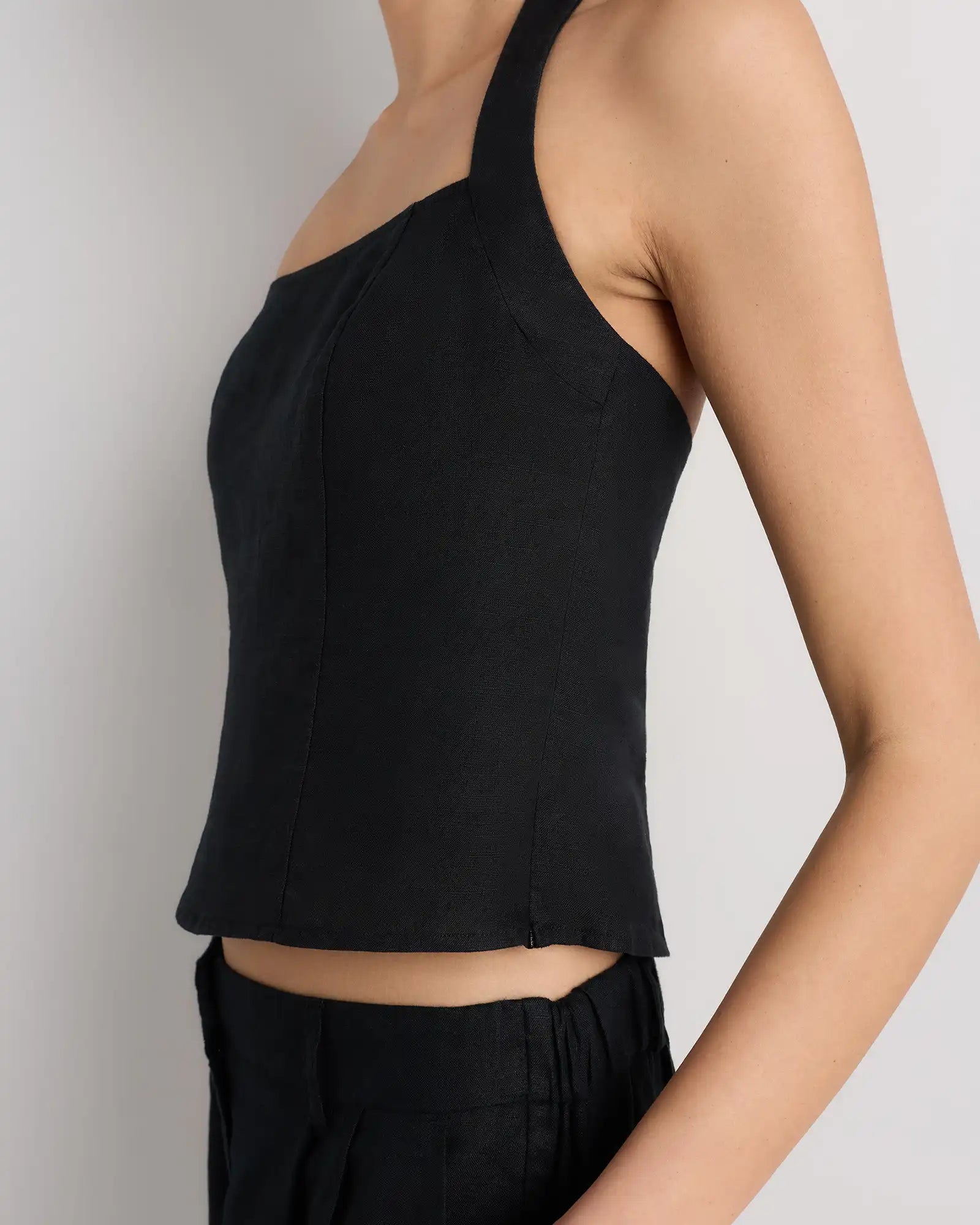 100% European Linen Halter Top