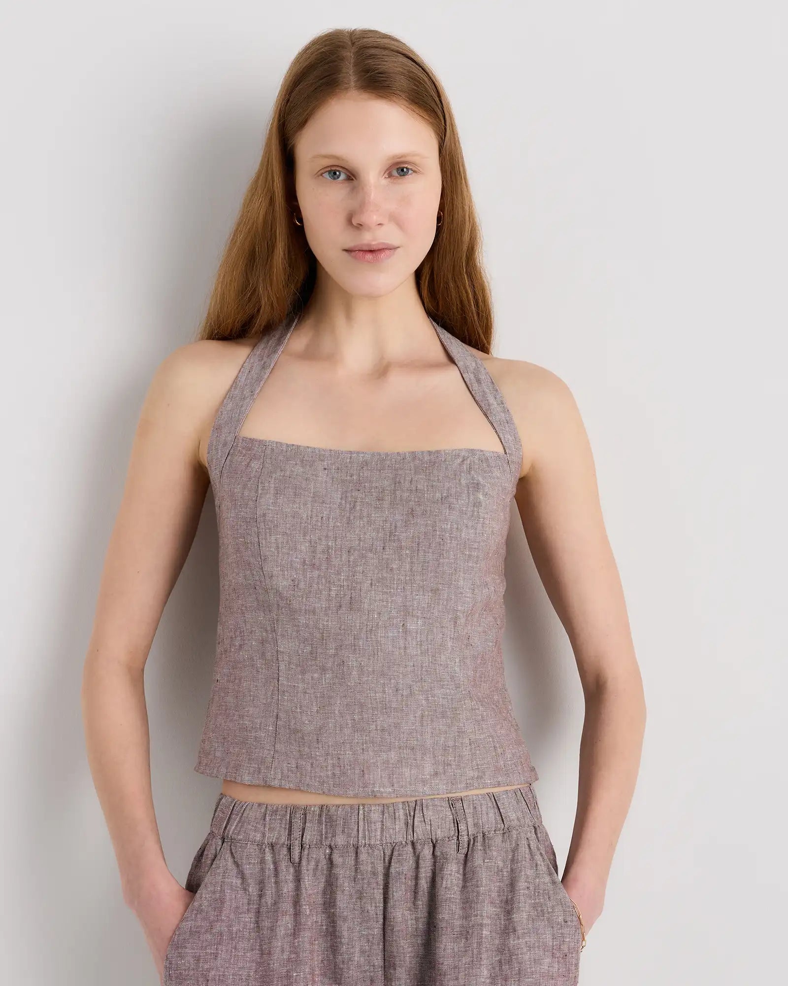 100% European Linen Halter Top