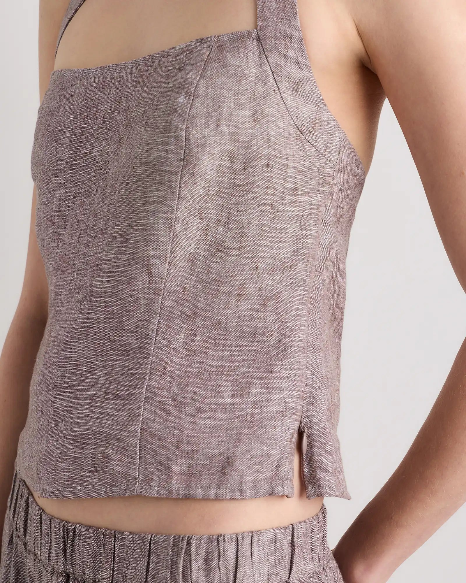 100% European Linen Halter Top
