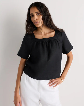 100% European Linen Square Neck Swing Top
