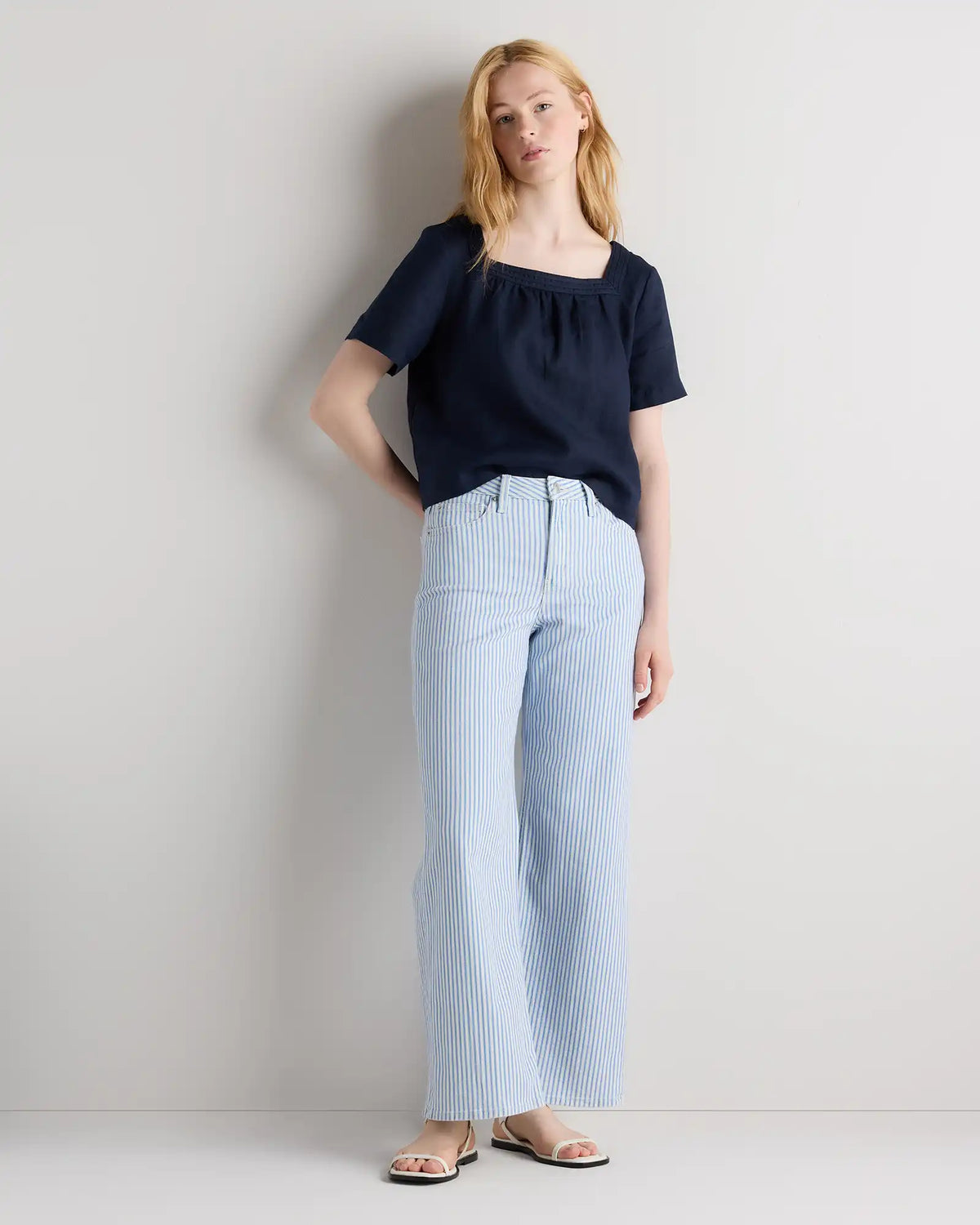 100% European Linen Square Neck Swing Top