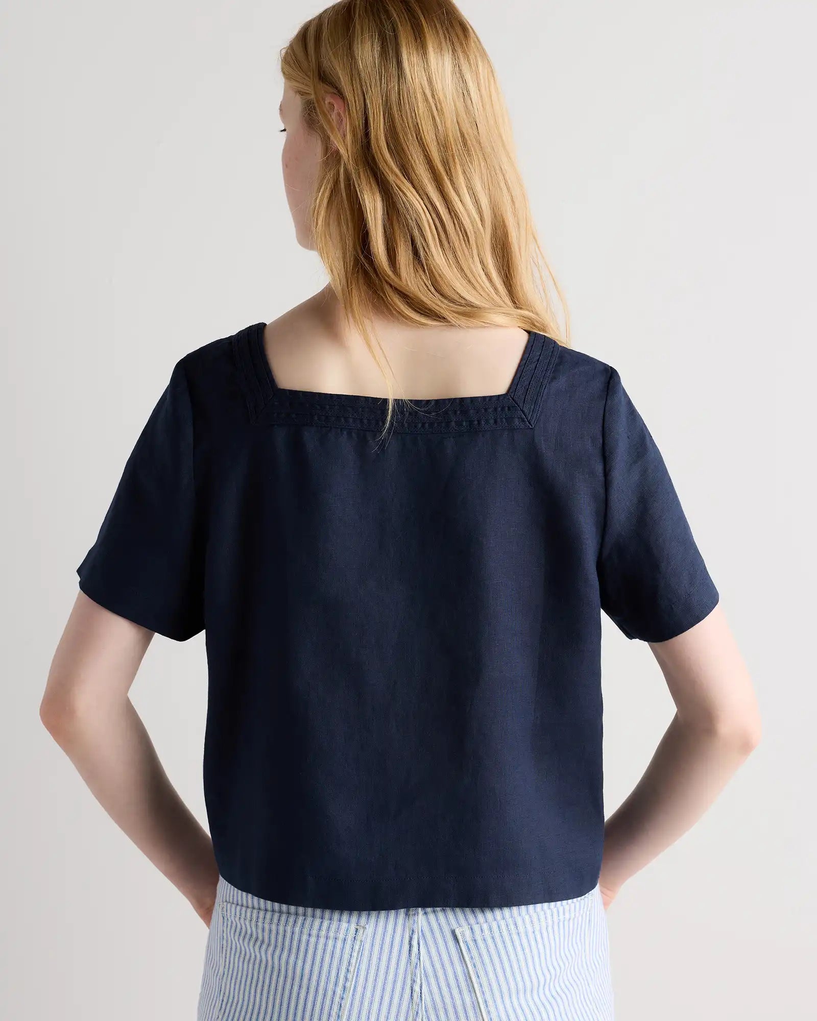 100% European Linen Square Neck Swing Top