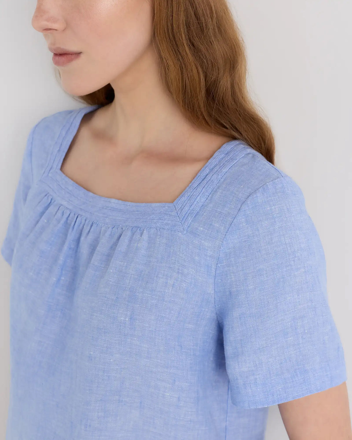 100% European Linen Square Neck Swing Top
