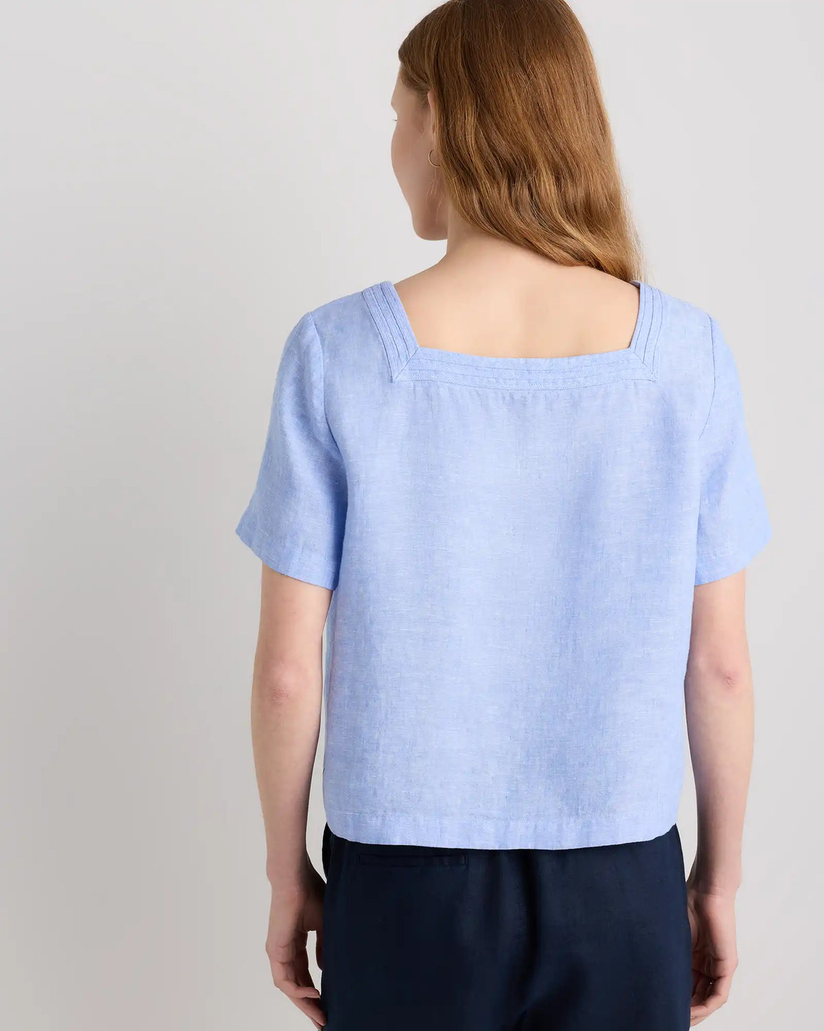 100% European Linen Square Neck Swing Top