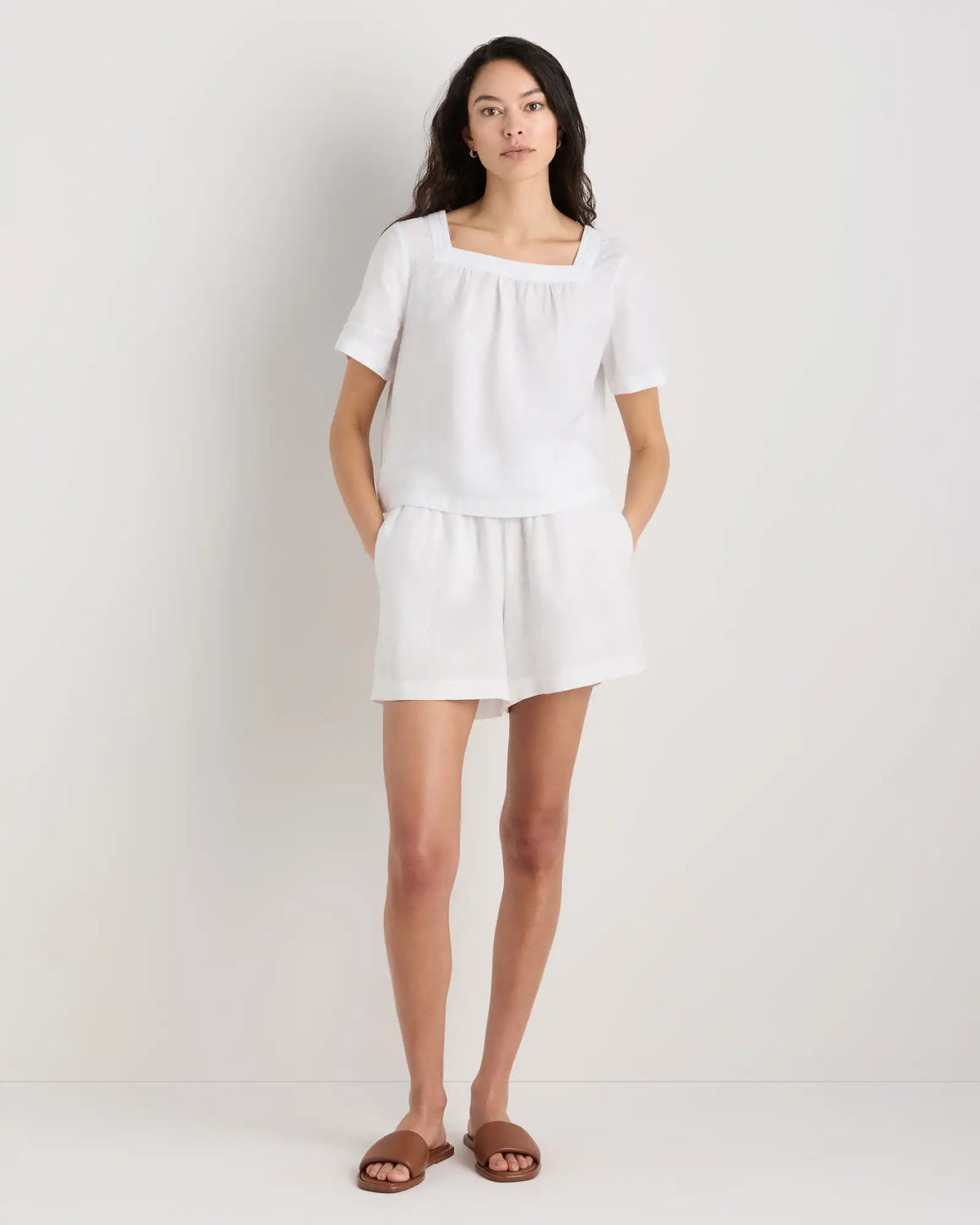 100% European Linen Square Neck Swing Top