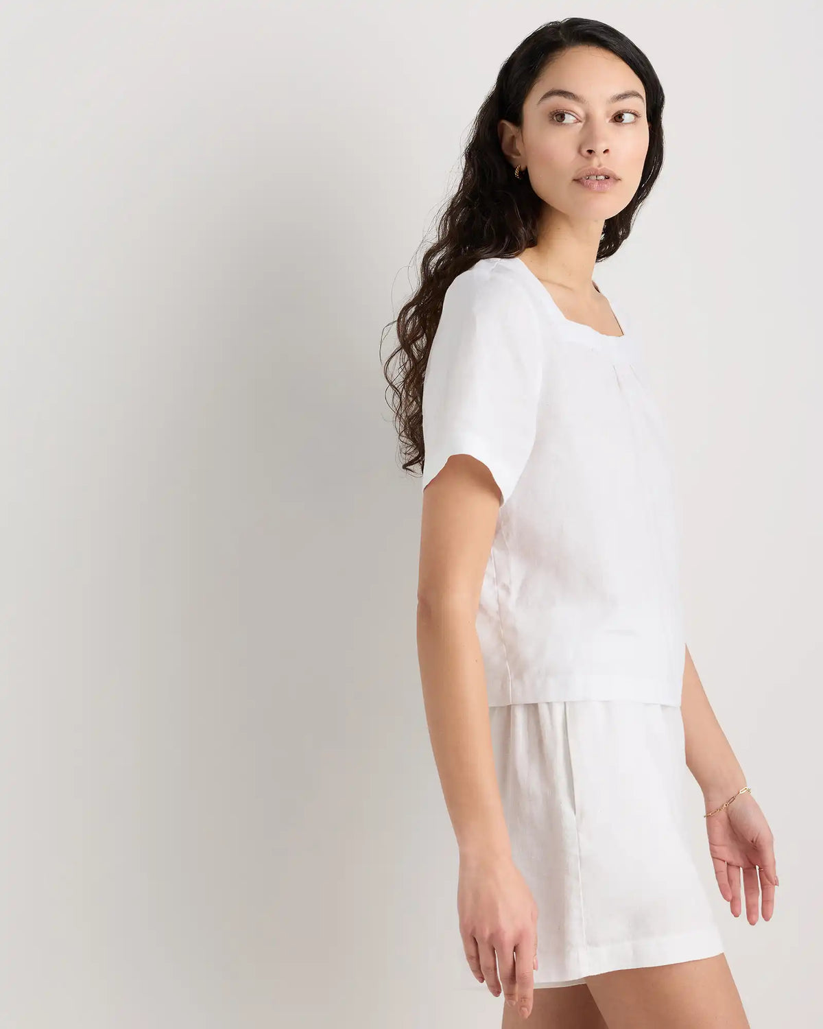 100% European Linen Square Neck Swing Top