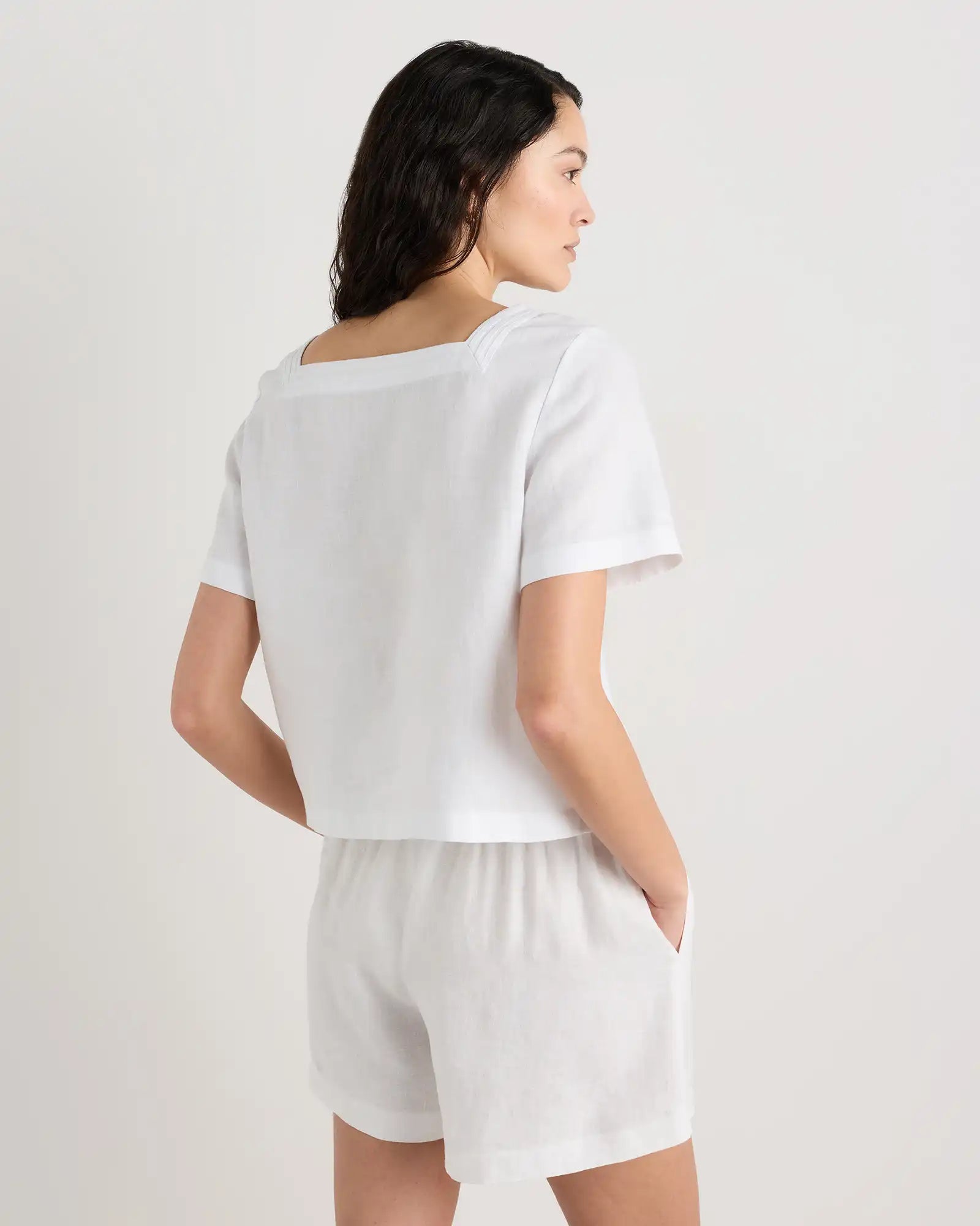 100% European Linen Square Neck Swing Top