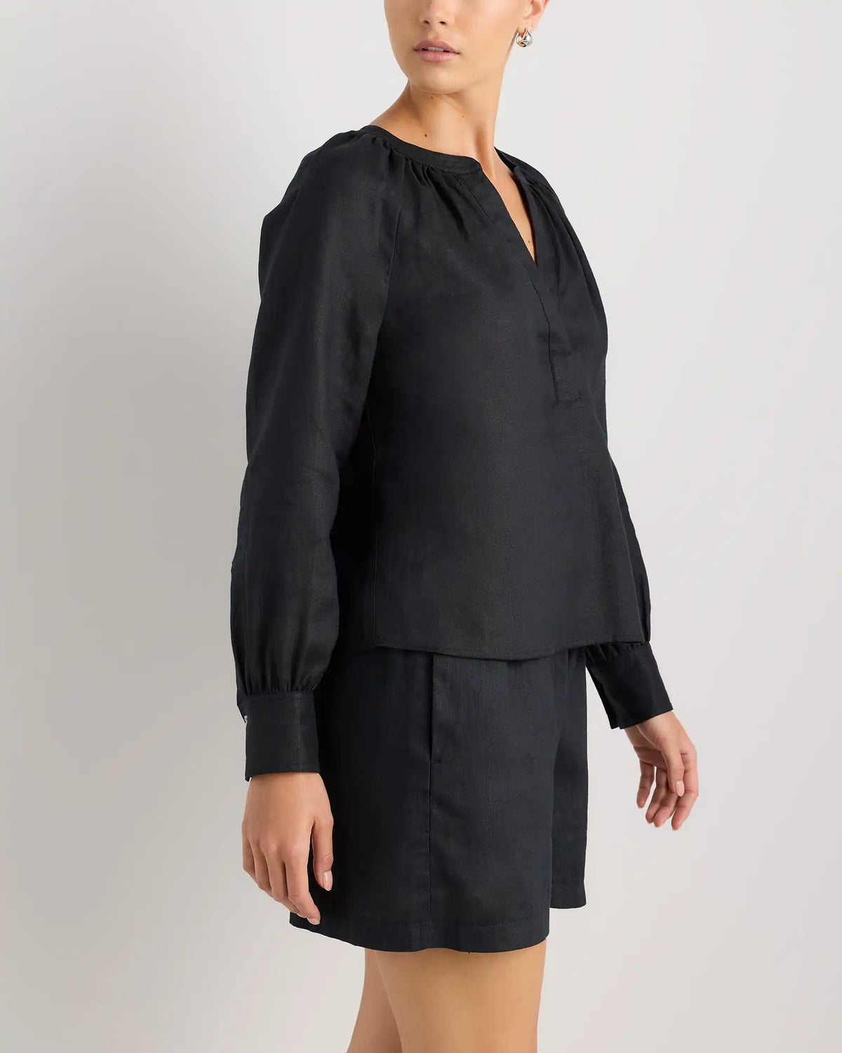 100% European Linen Peasant Top