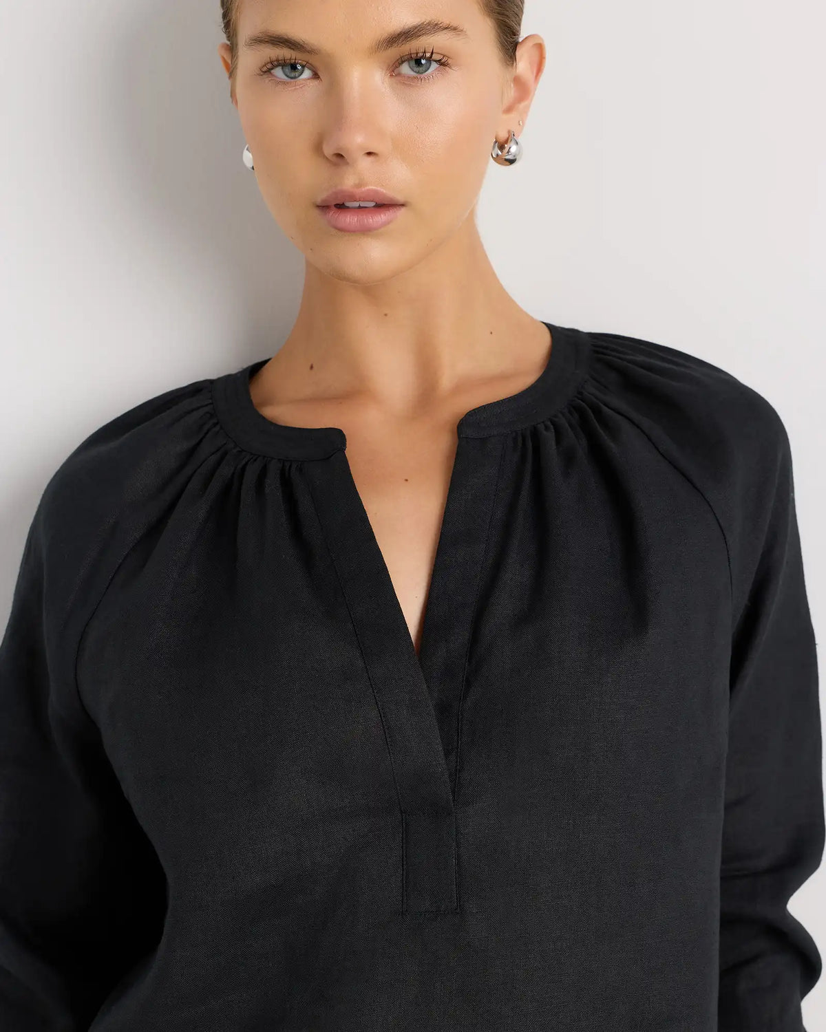 100% European Linen Peasant Top