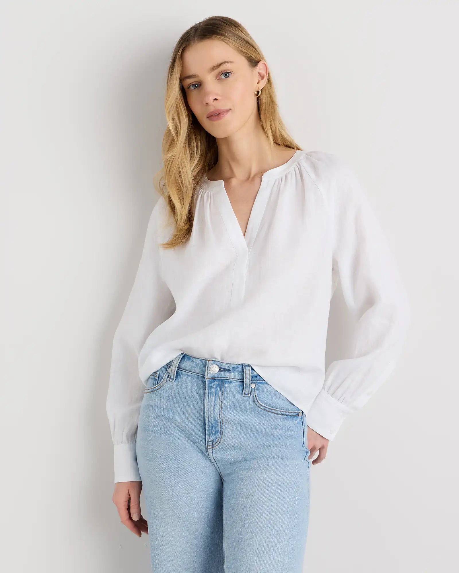 100% European Linen Peasant Top