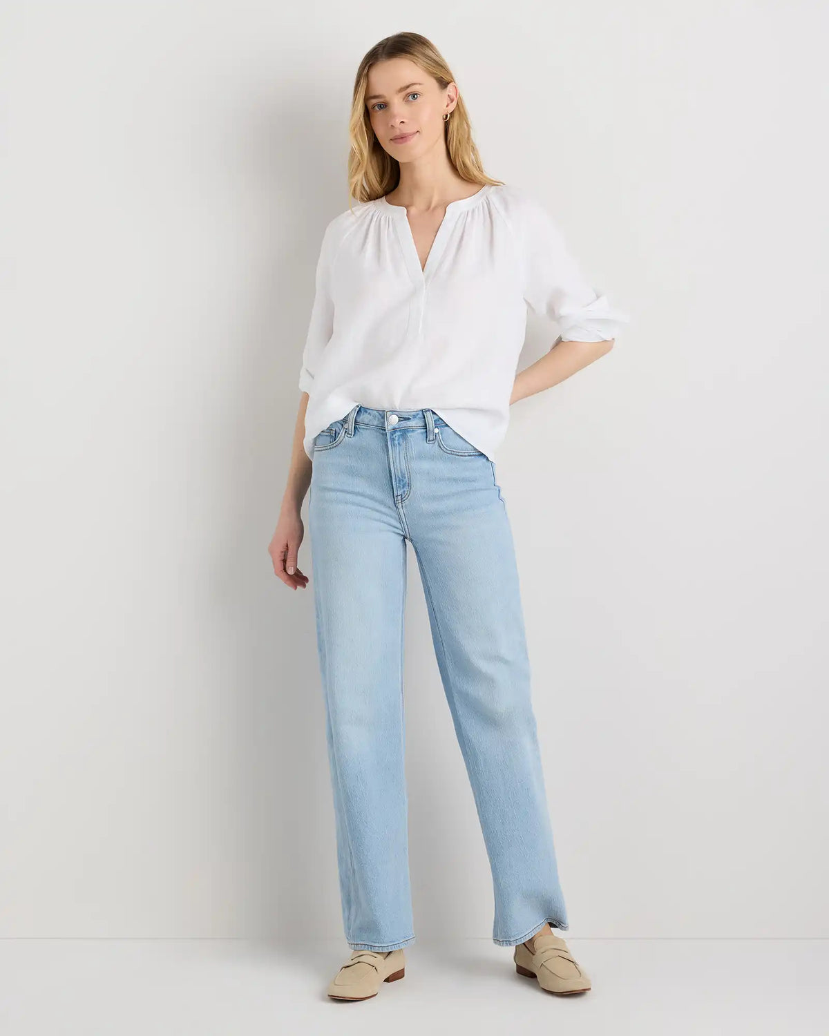 100% European Linen Peasant Top