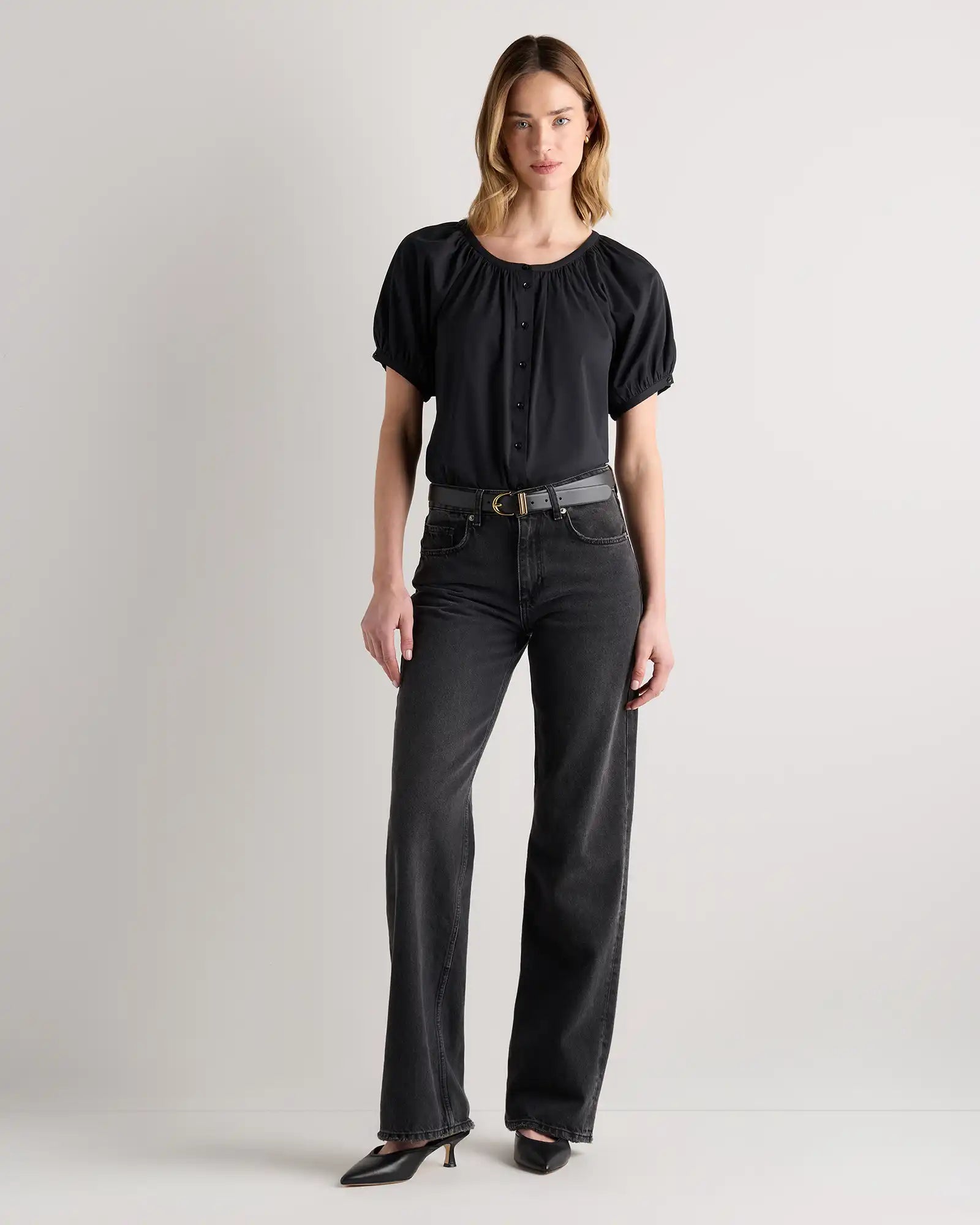 Cotton Viscose Voile Raglan Short Sleeve Blouse
