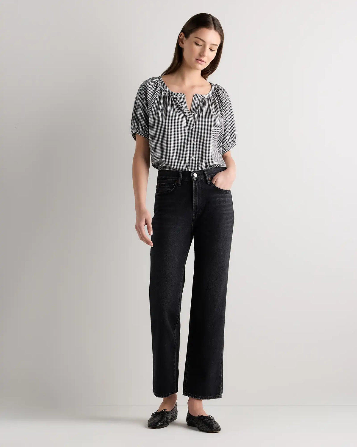 Cotton Viscose Voile Raglan Short Sleeve Blouse