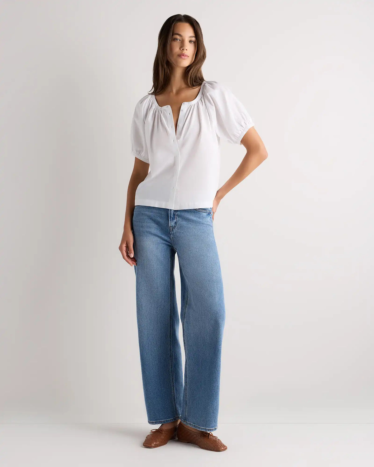 Cotton Viscose Voile Raglan Short Sleeve Blouse