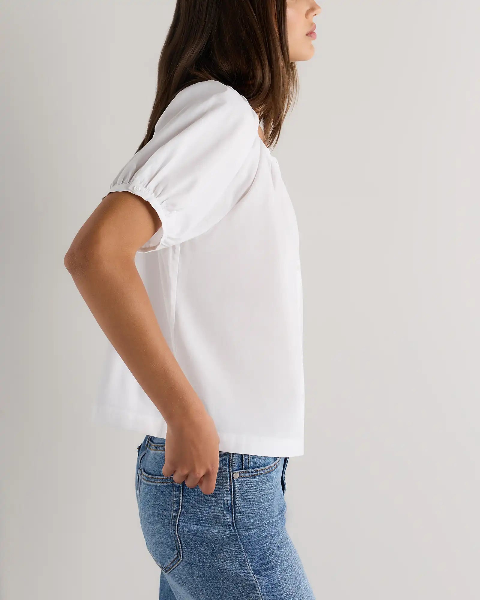Cotton Viscose Voile Raglan Short Sleeve Blouse