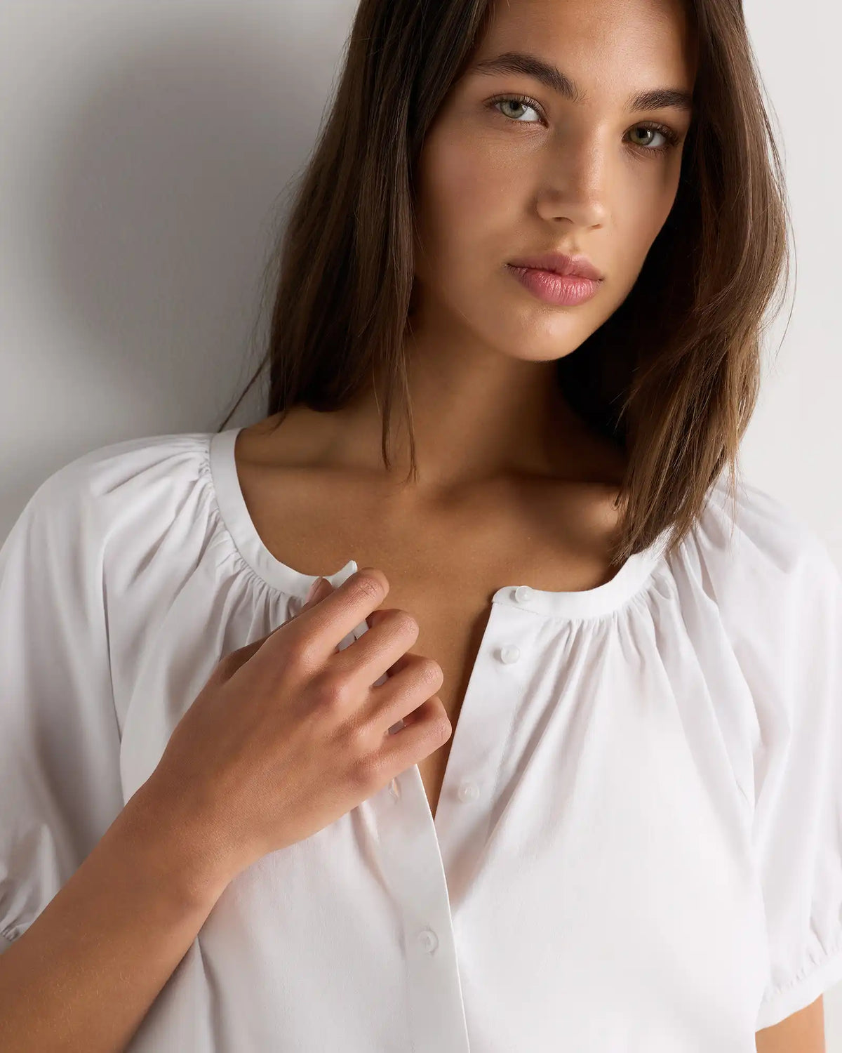 Cotton Viscose Voile Raglan Short Sleeve Blouse