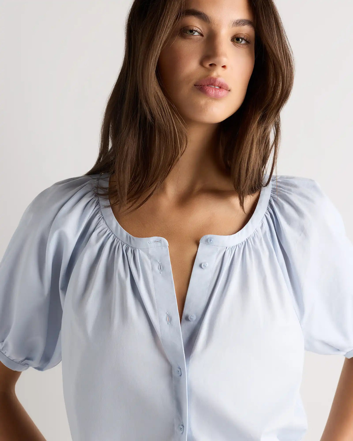 Cotton Viscose Voile Raglan Short Sleeve Blouse