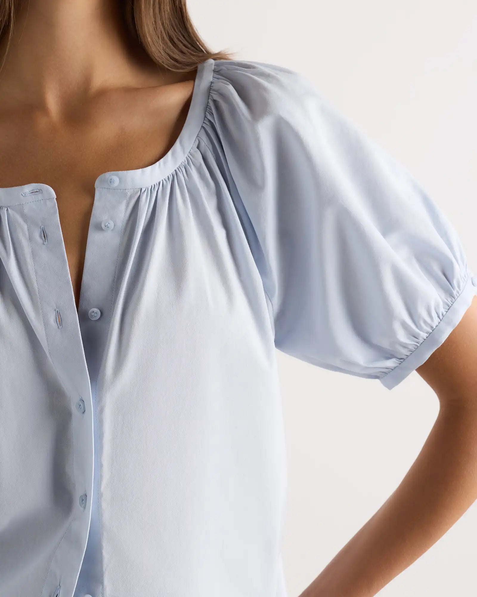 Cotton Viscose Voile Raglan Short Sleeve Blouse