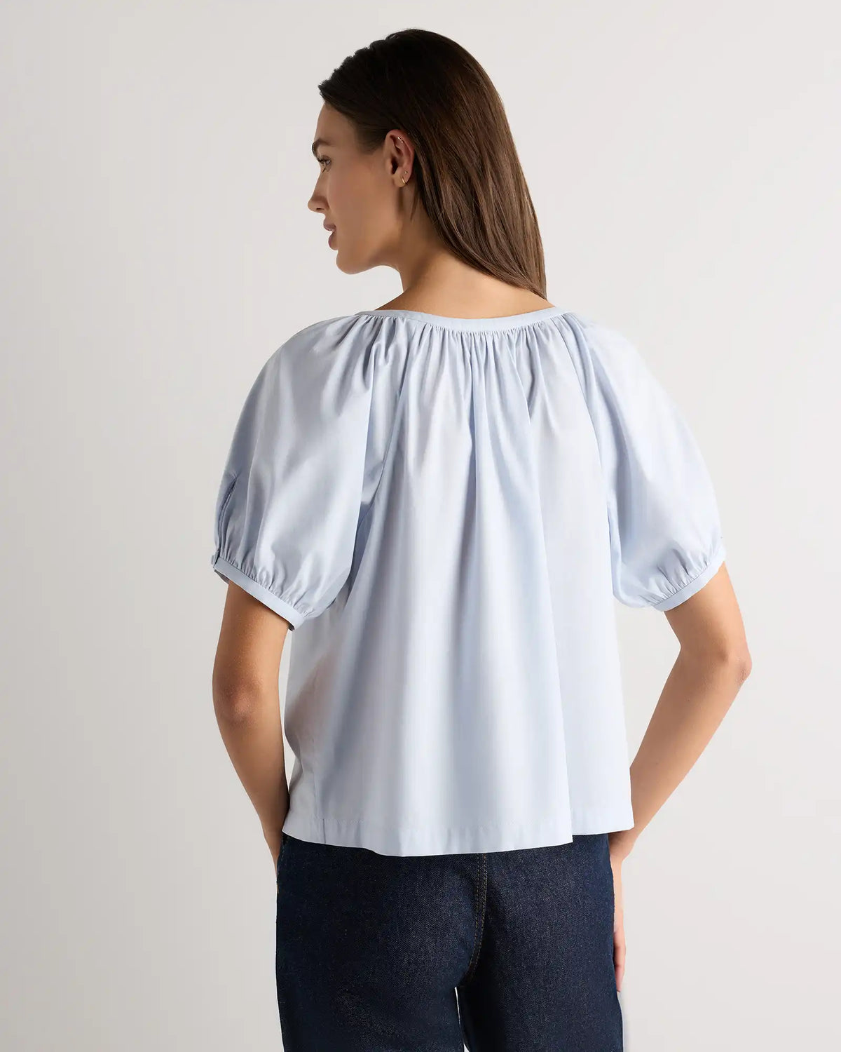 Cotton Viscose Voile Raglan Short Sleeve Blouse
