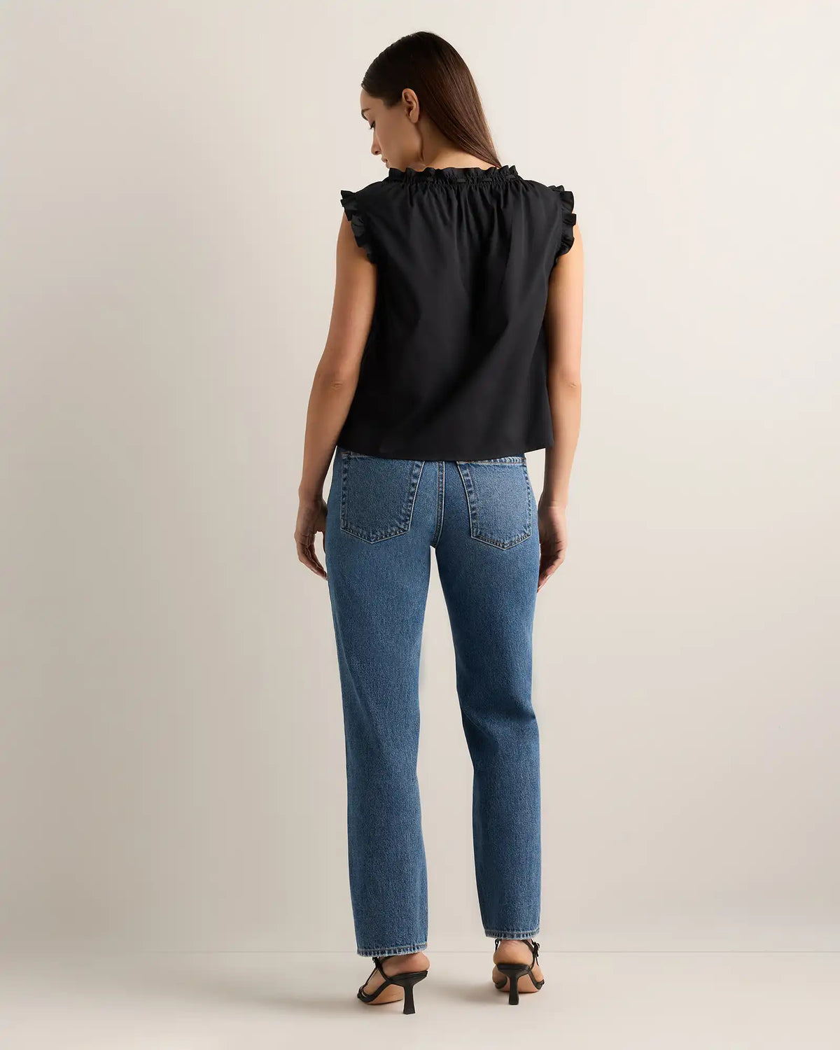 Cotton Viscose Voile Ruffle Trim Tank