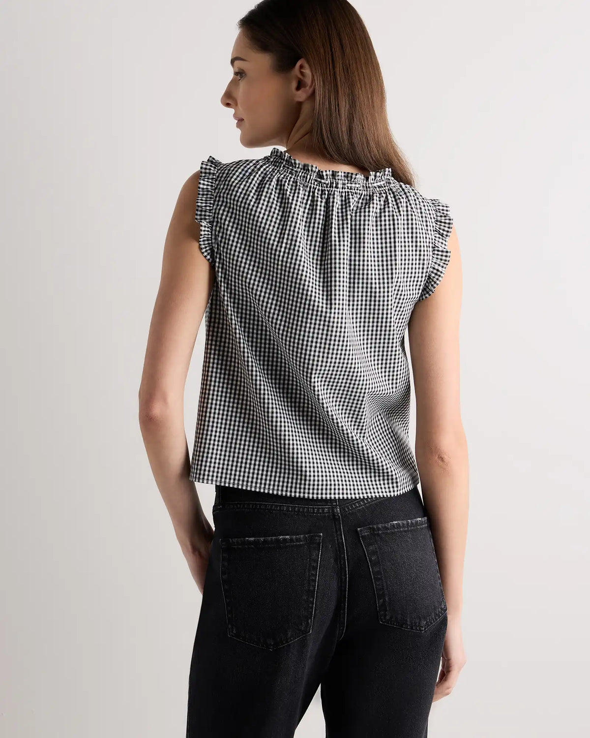 Cotton Viscose Voile Ruffle Trim Tank