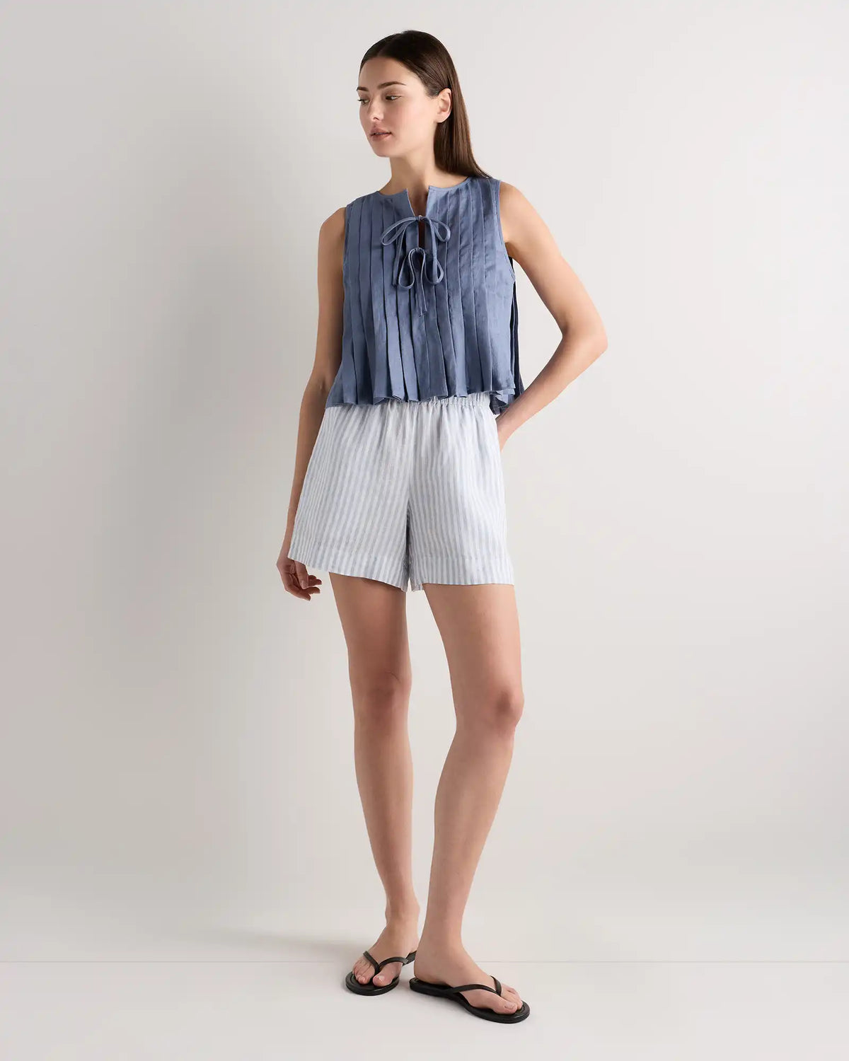 100% European Linen Pleated Tank