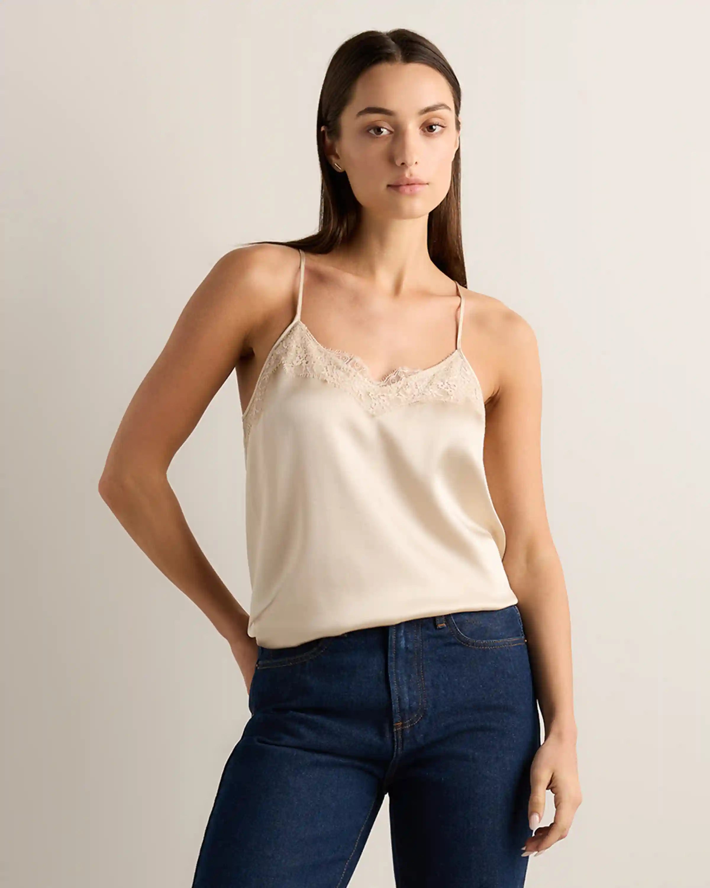 100% Washable Silk Lace Cami