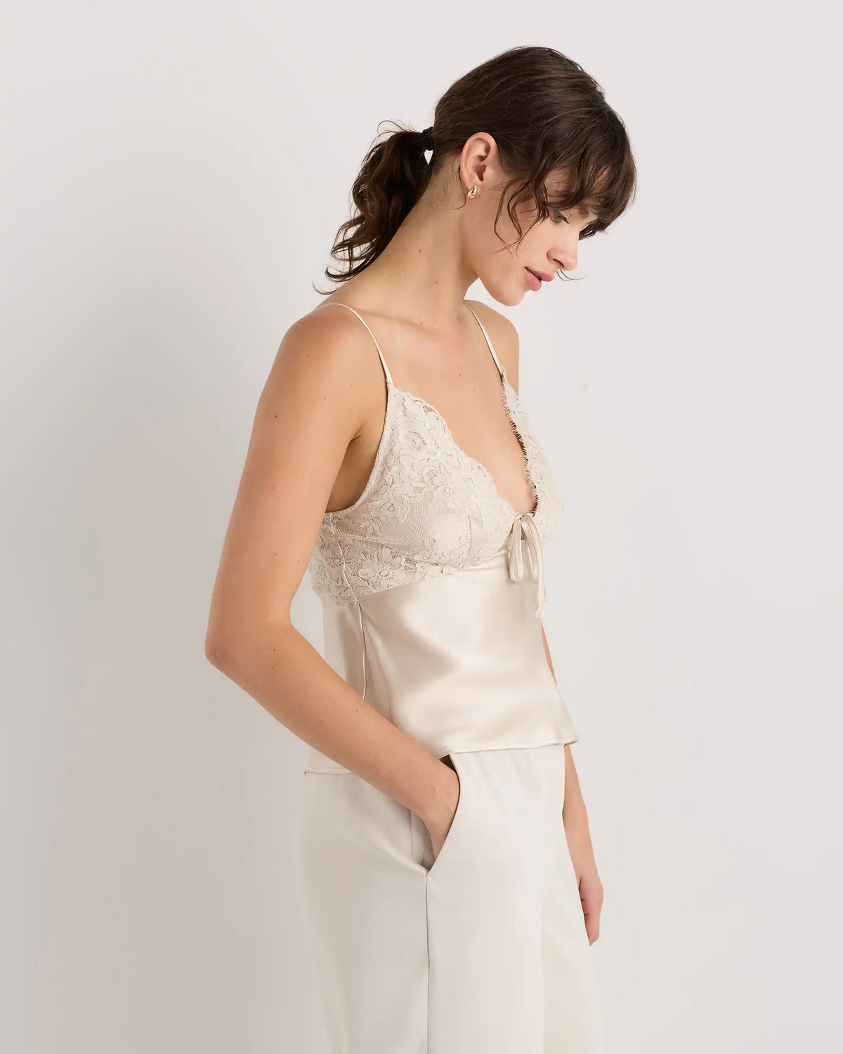 100% Washable Silk Lace Cutout Cami