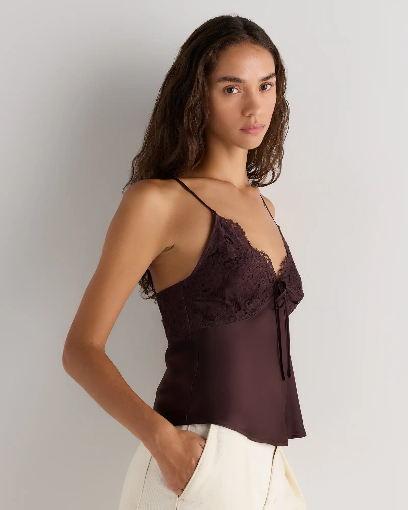 100% Washable Silk Lace Cutout Cami