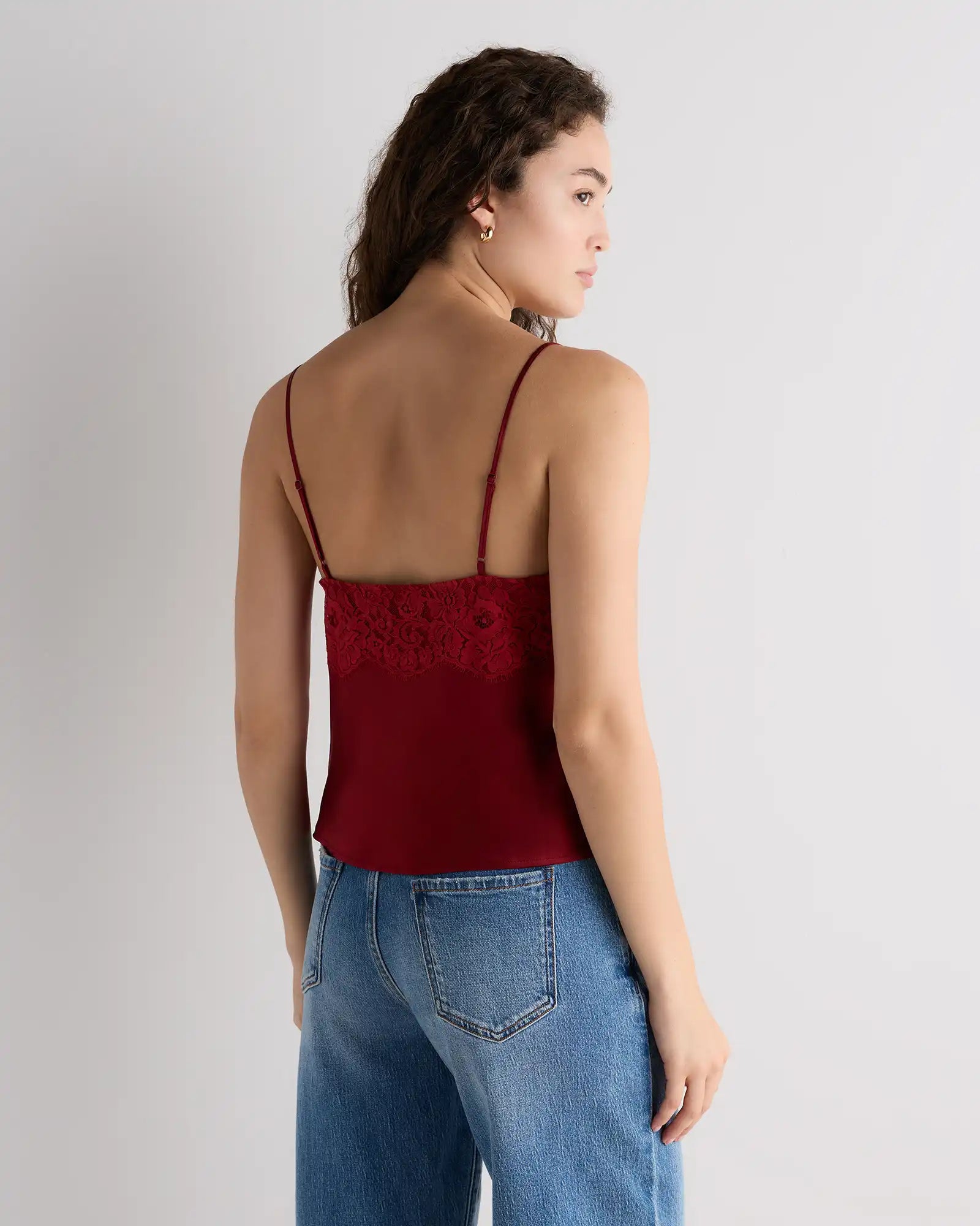 100% Washable Silk Lace Cutout Cami