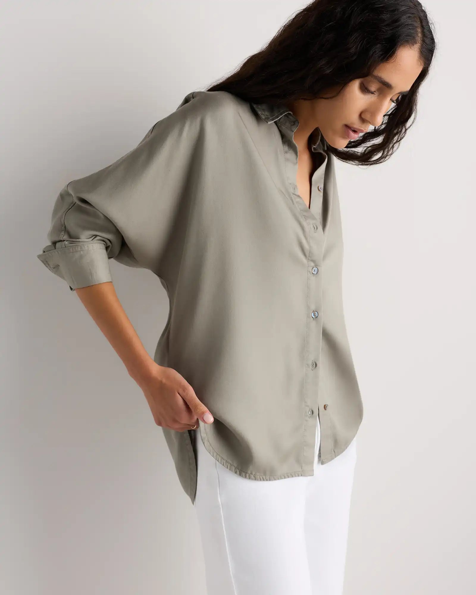 Vintage Wash Tencel Dolman Long Sleeve Shirt
