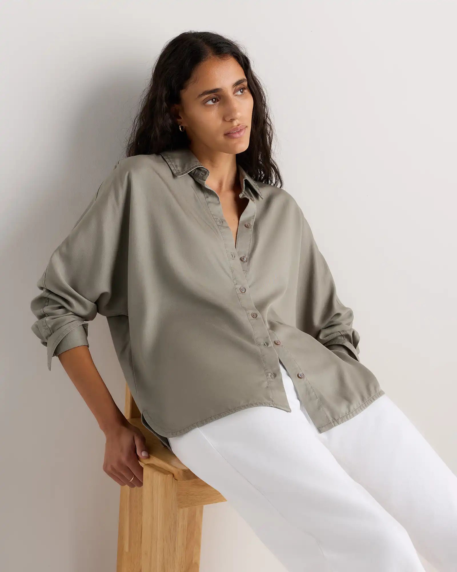 Vintage Wash Tencel Dolman Long Sleeve Shirt