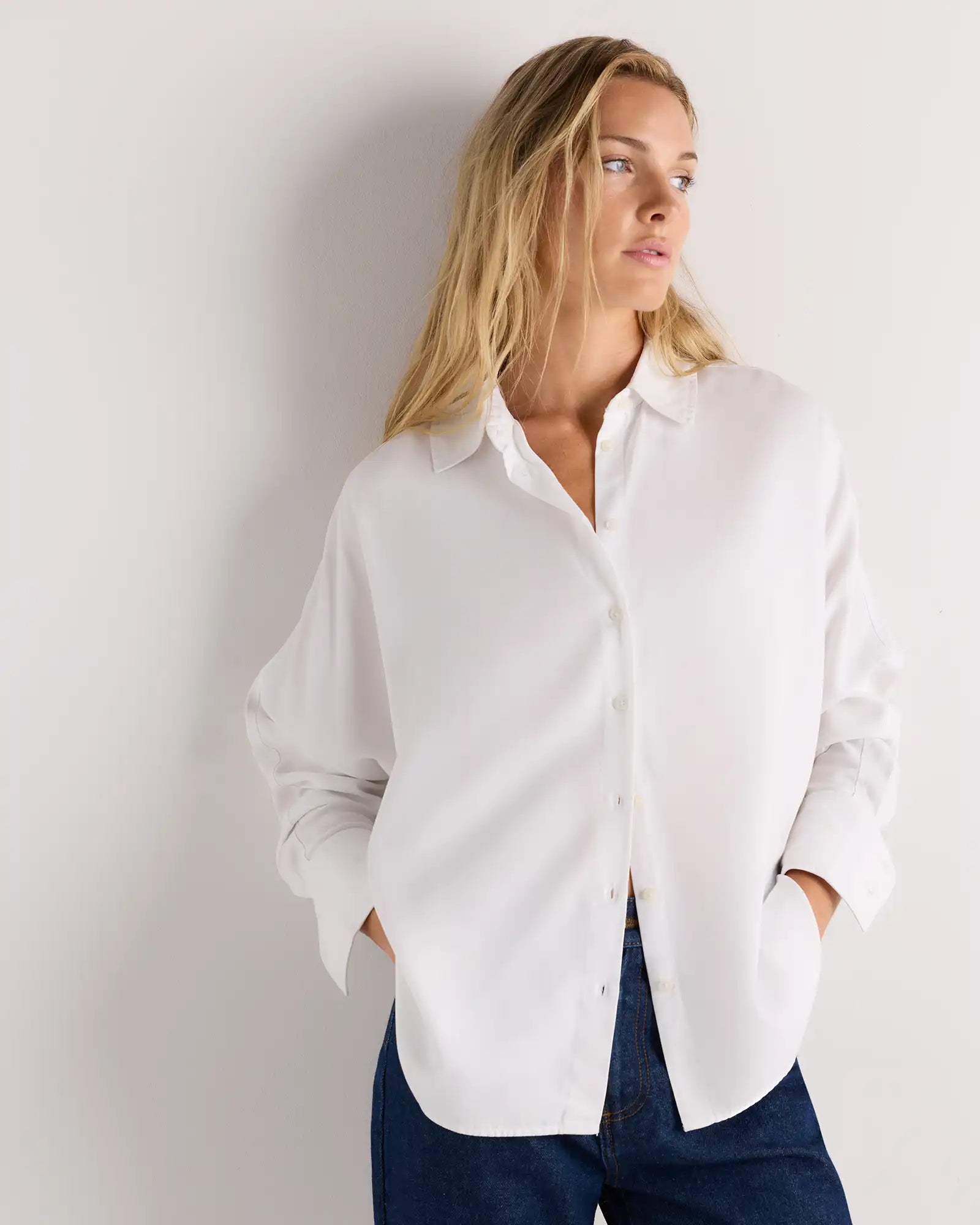 Vintage Wash Tencel Dolman Long Sleeve Shirt