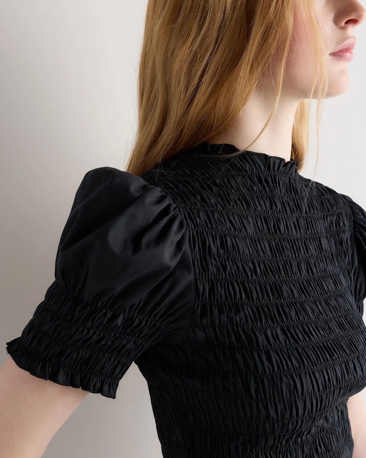 Cotton Viscose Voile Smocked Peplum Top