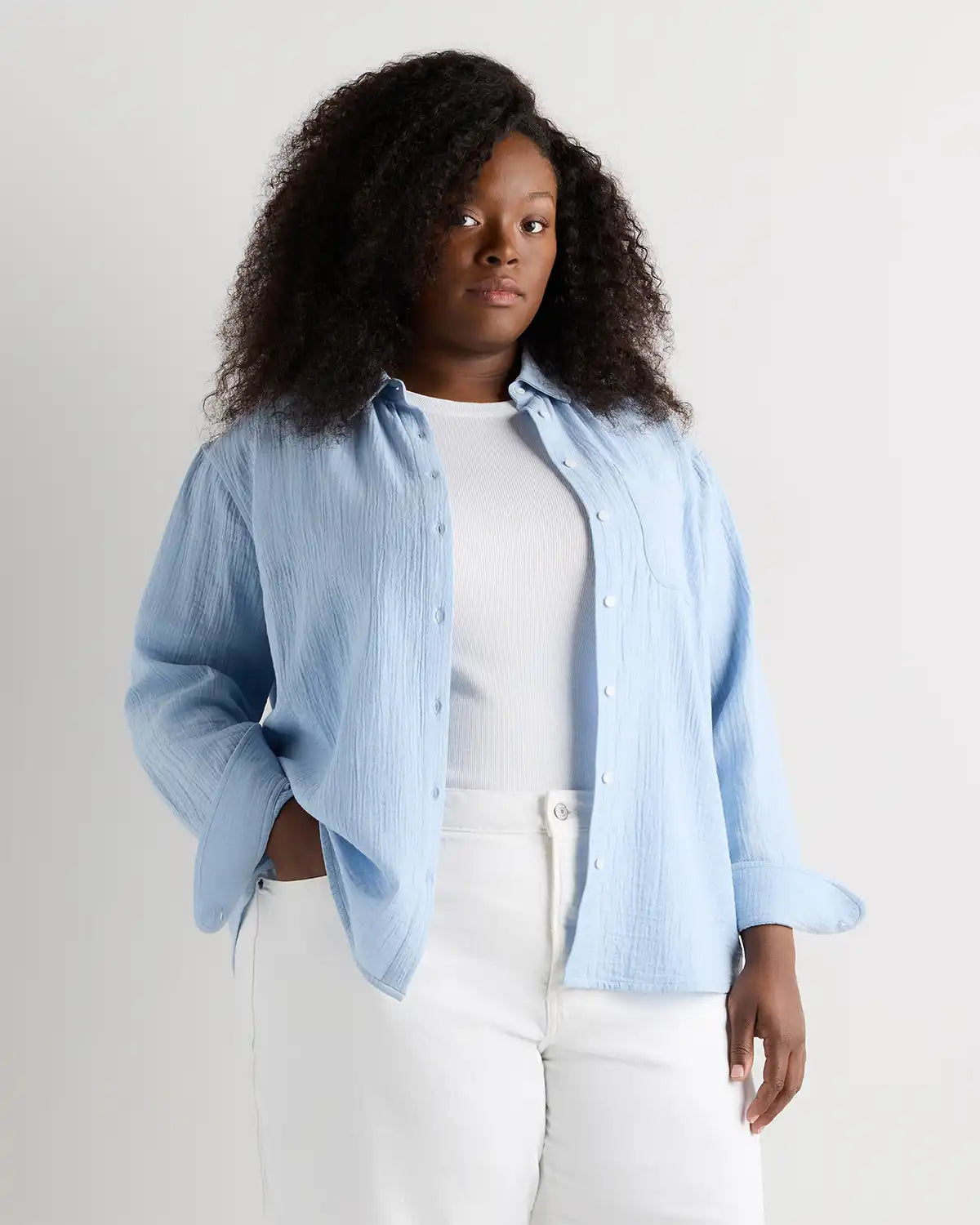 100% Organic Cotton Gauze Long Sleeve Shirt