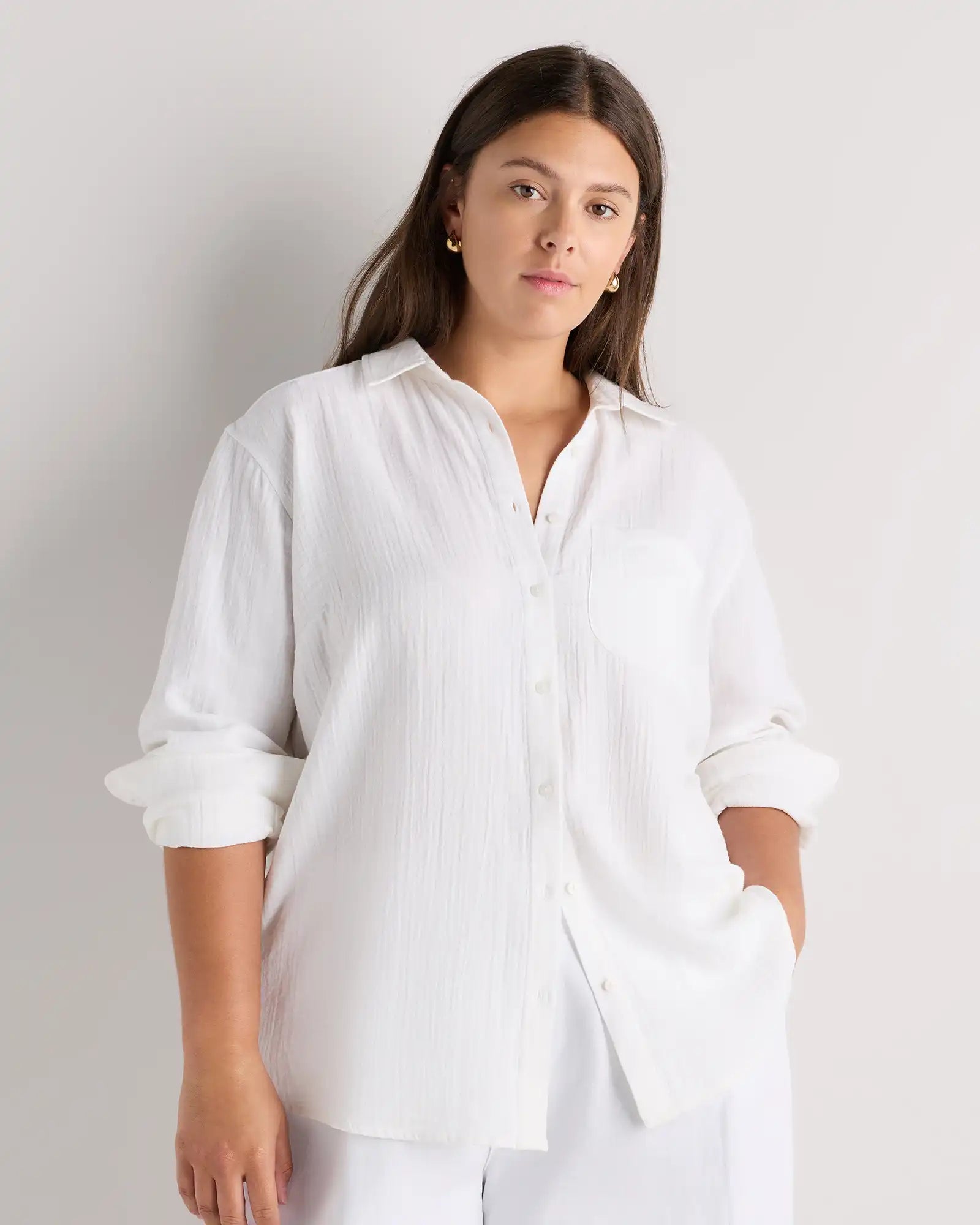 100% Organic Cotton Gauze Long Sleeve Shirt