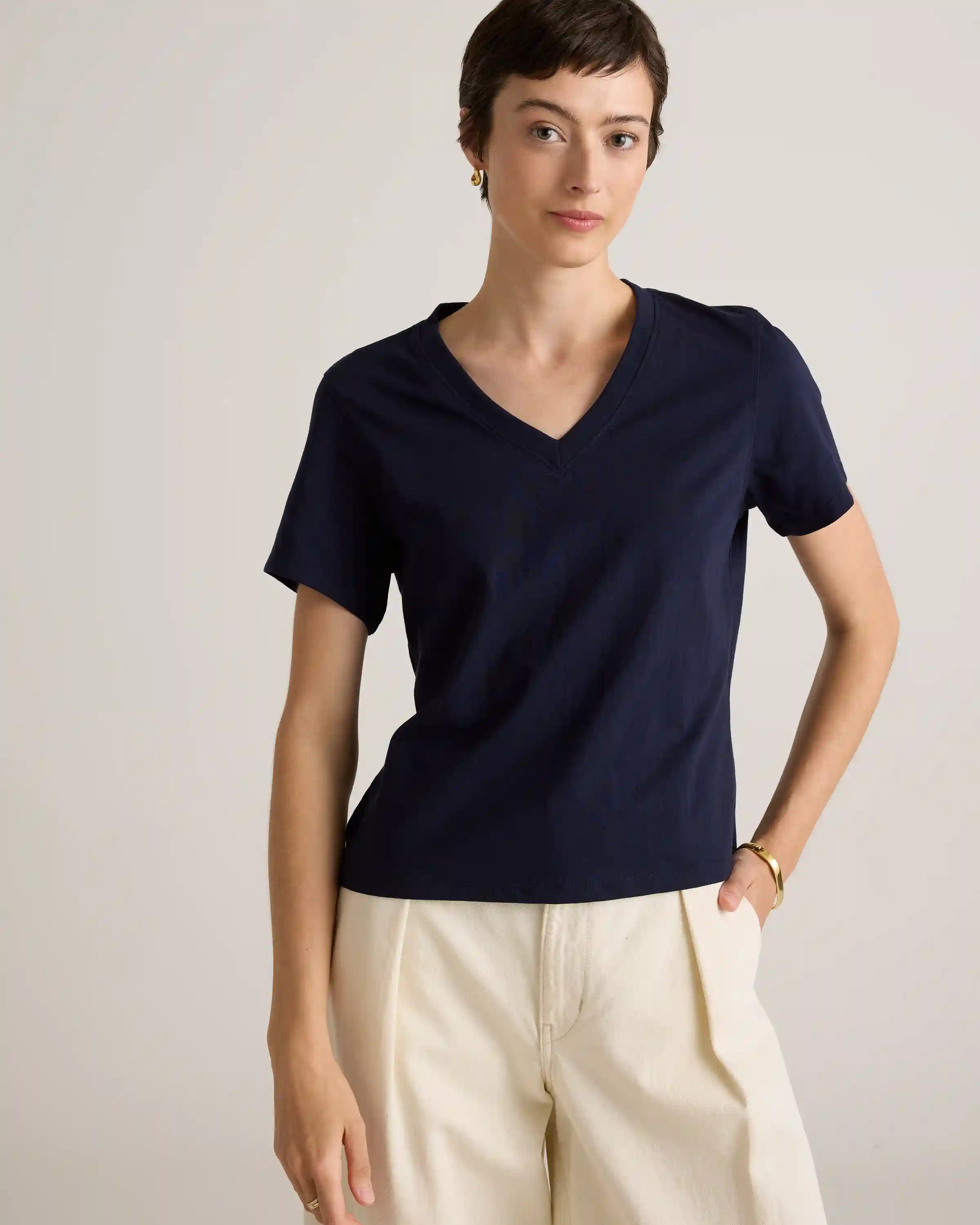 100% Organic Cotton Boxy V-Neck Tee (3-Pack)