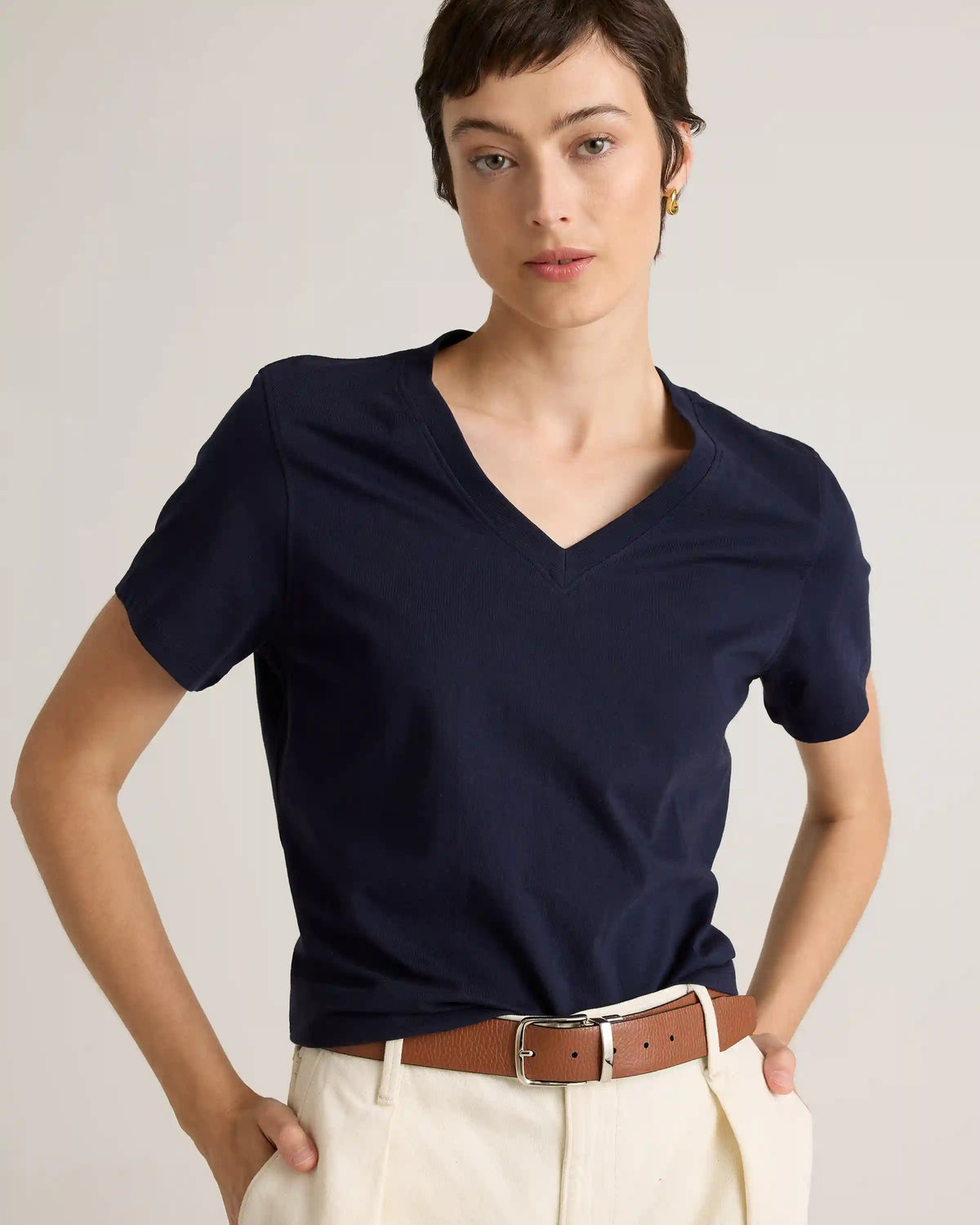 100% Organic Cotton Boxy V-Neck Tee