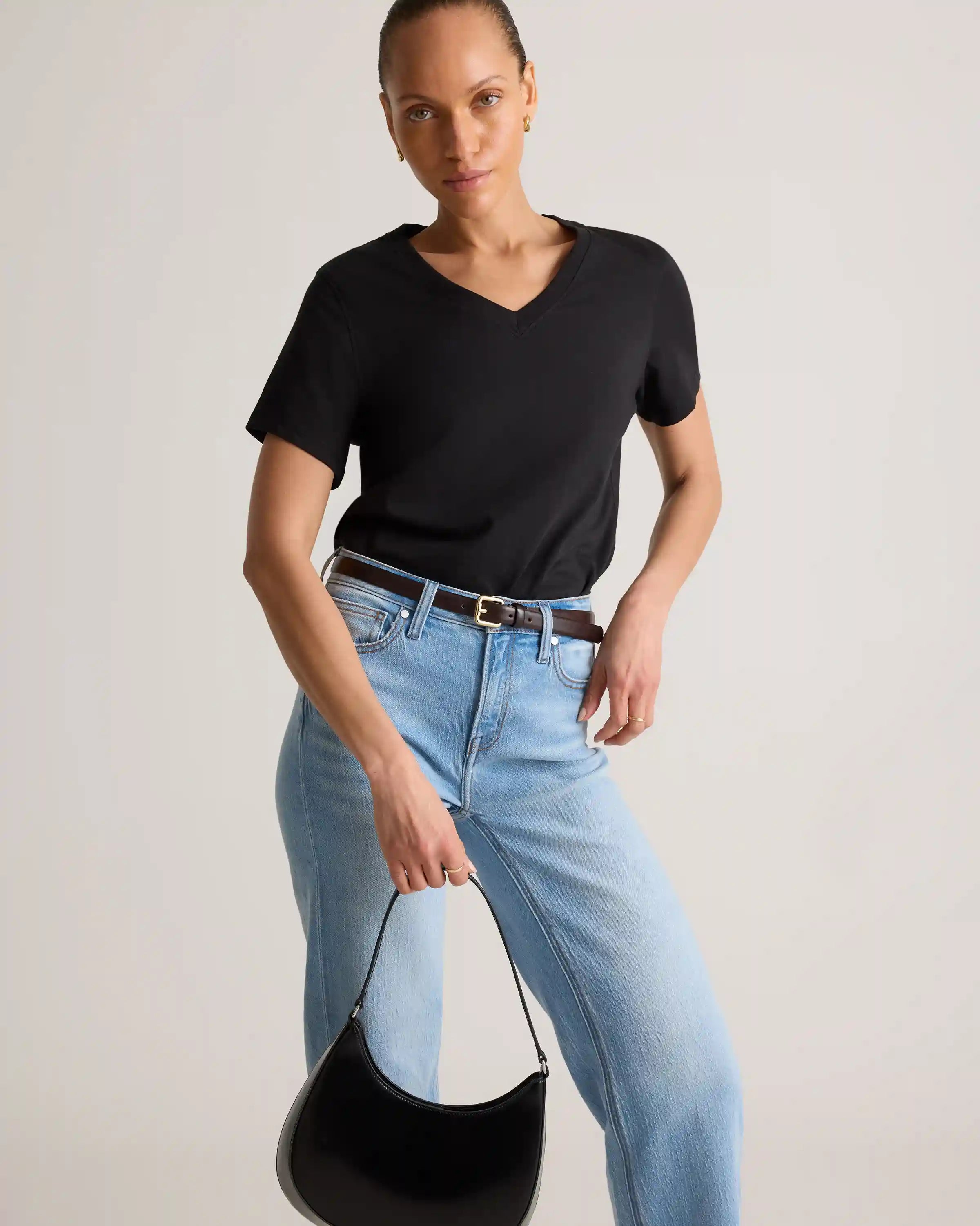 100% Organic Cotton Boxy V-Neck Tee