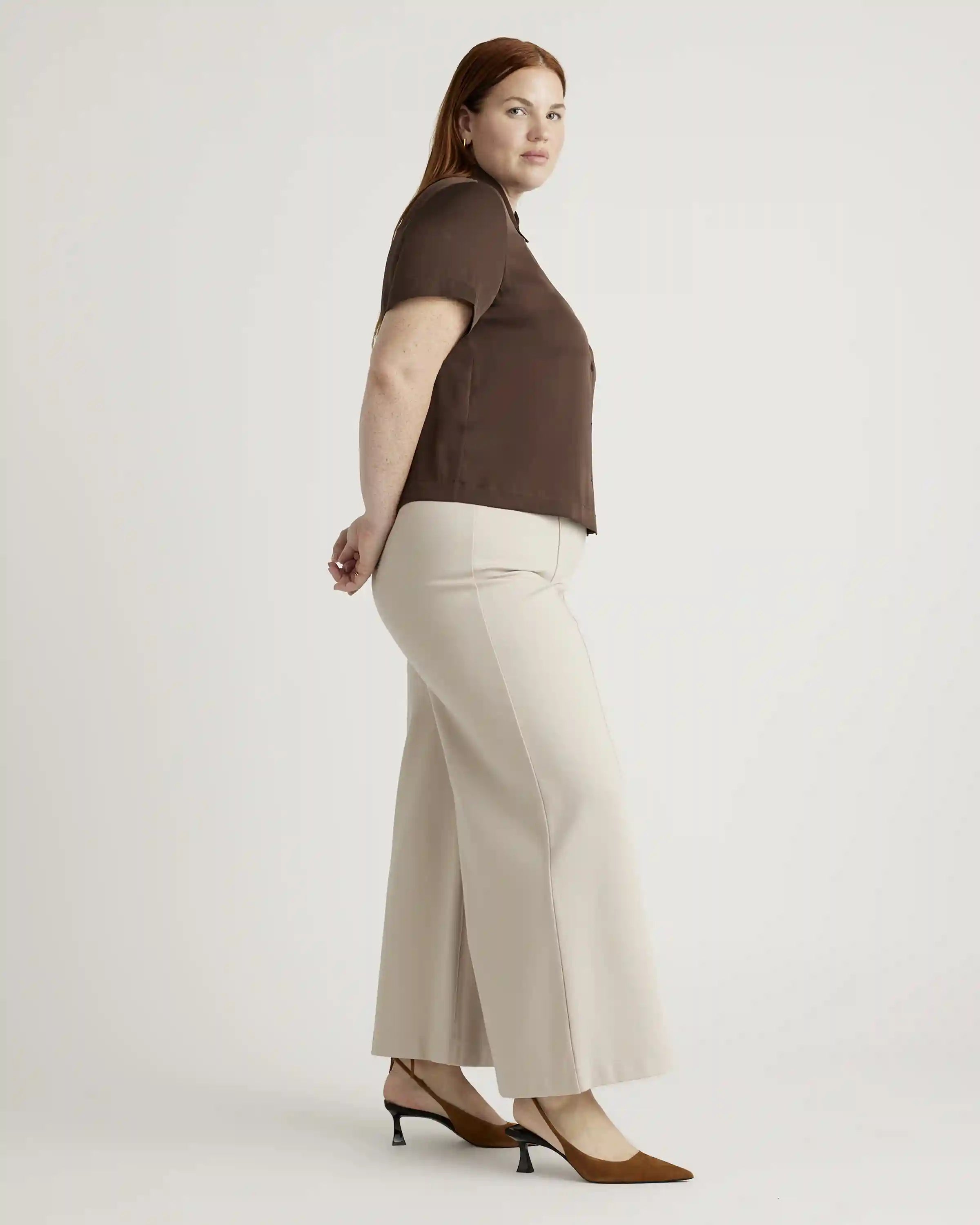 Washable Stretch Silk Short Sleeve Blouse