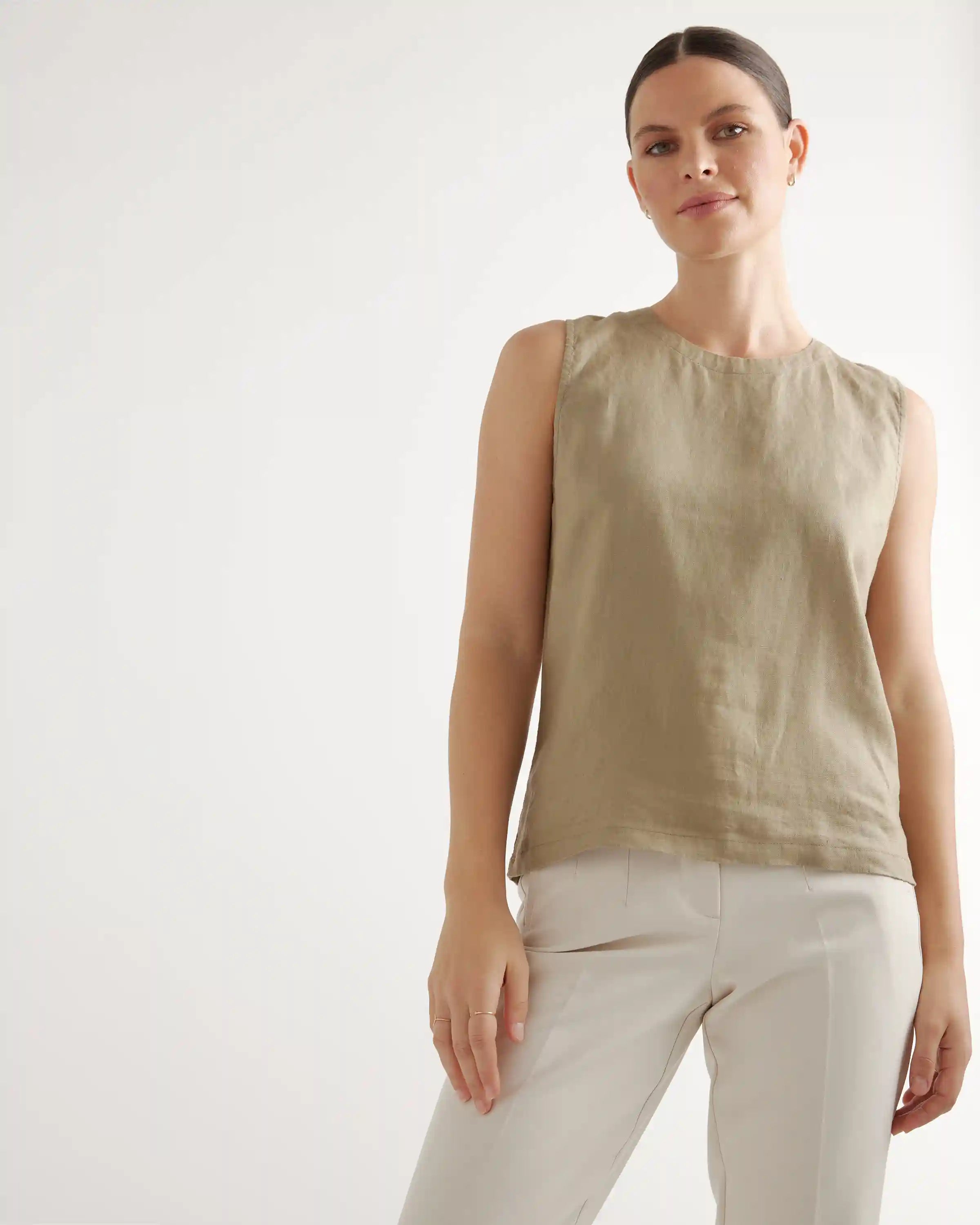 100% European Linen Tank