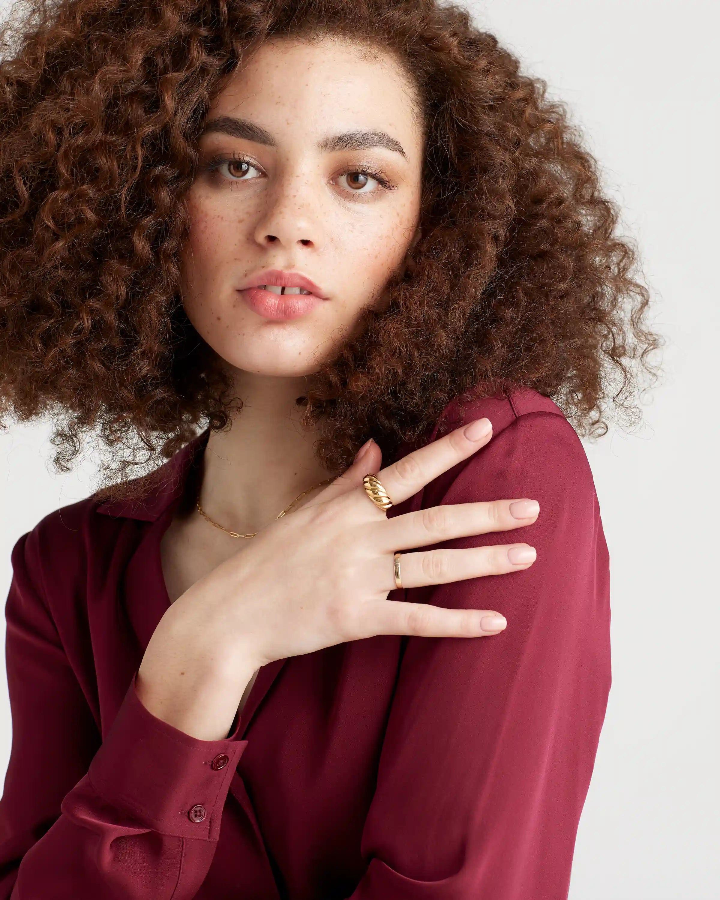 Washable Stretch Silk Notch Collar Blouse