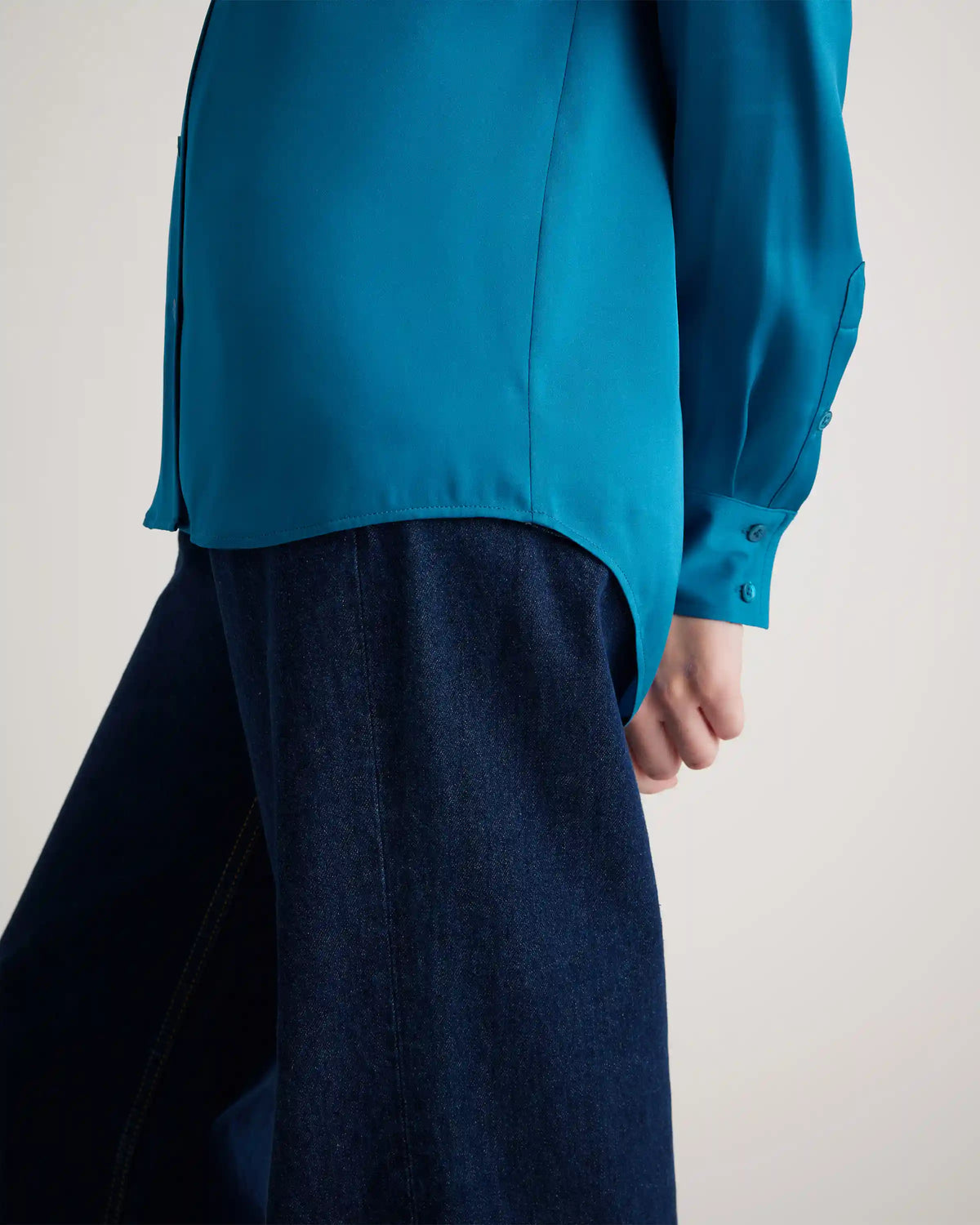 Washable Stretch Silk Notch Collar Blouse