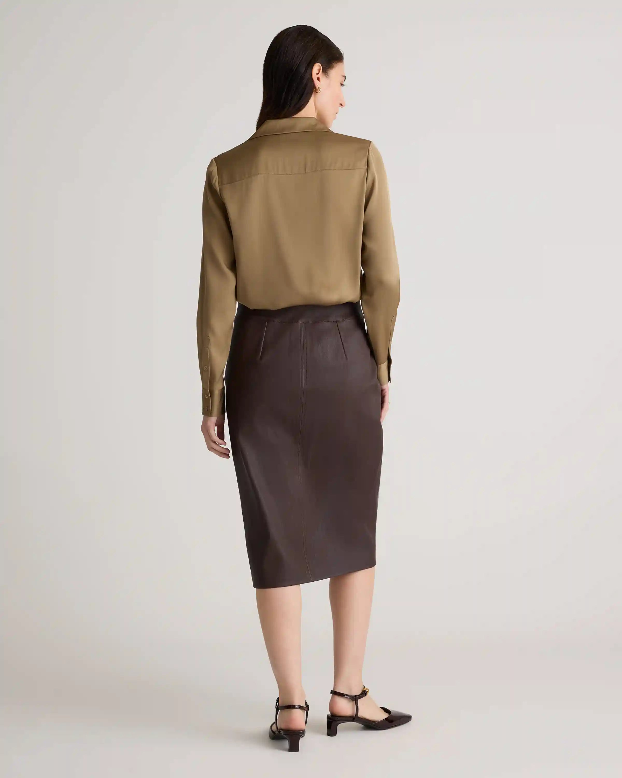 Washable Stretch Silk Notch Collar Blouse