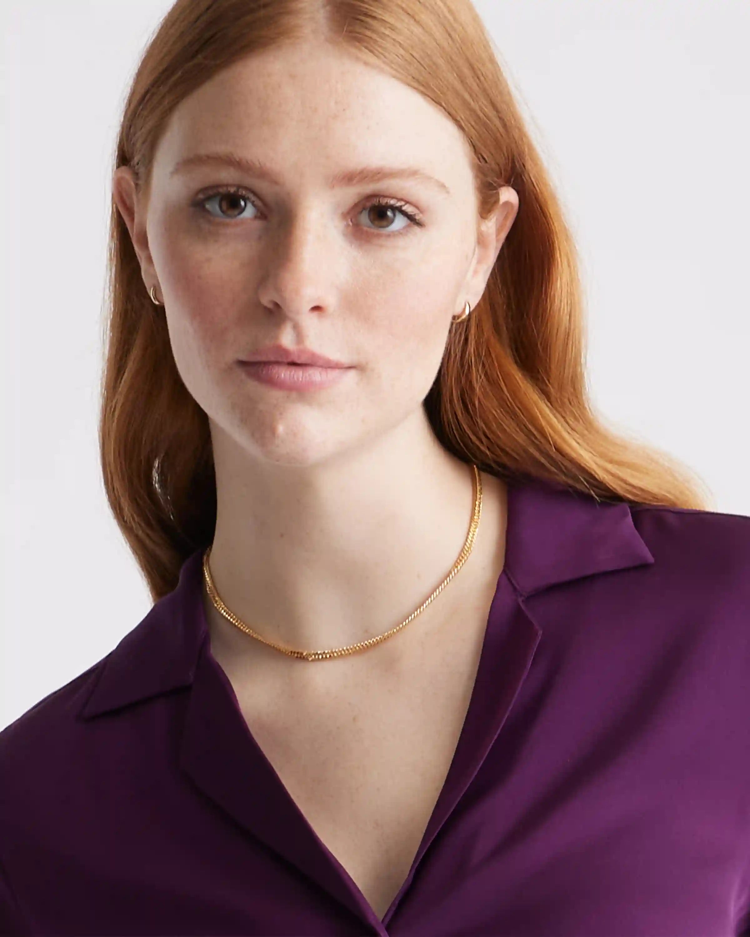 Washable Stretch Silk Notch Collar Blouse