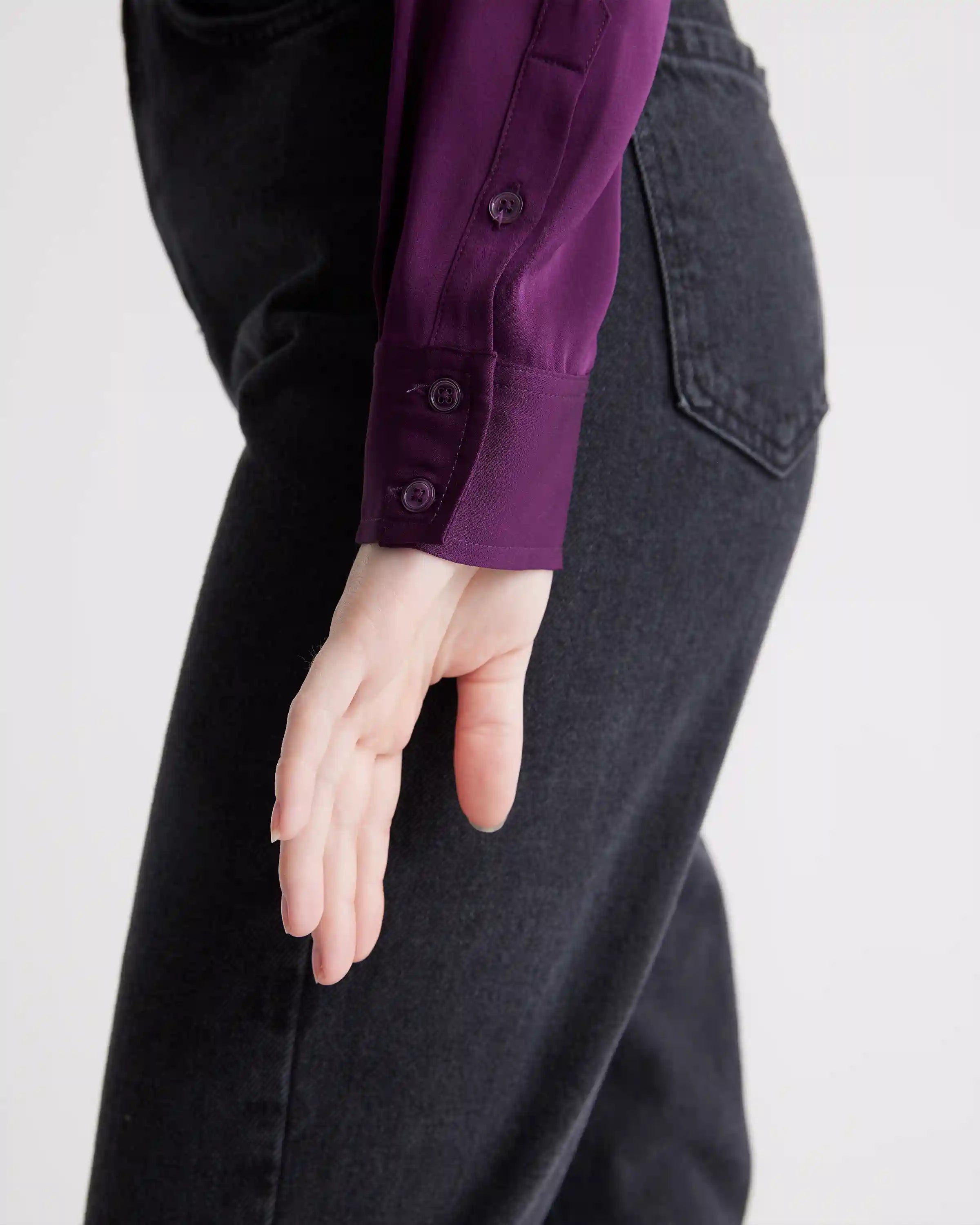 Washable Stretch Silk Notch Collar Blouse